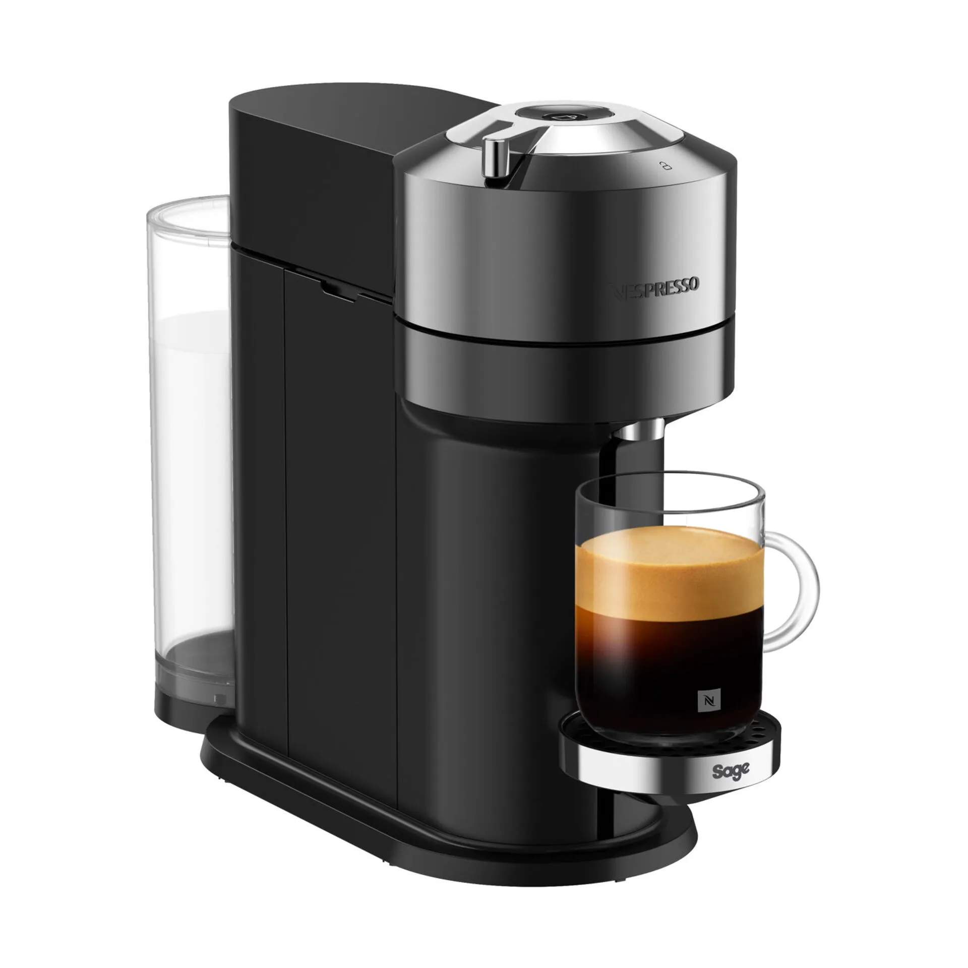 Sage Nespresso kapselmaskiner Vertuo Next+ Vertuo Next Deluxe Kapsel Kaffemaskine i Dark Crome, 1