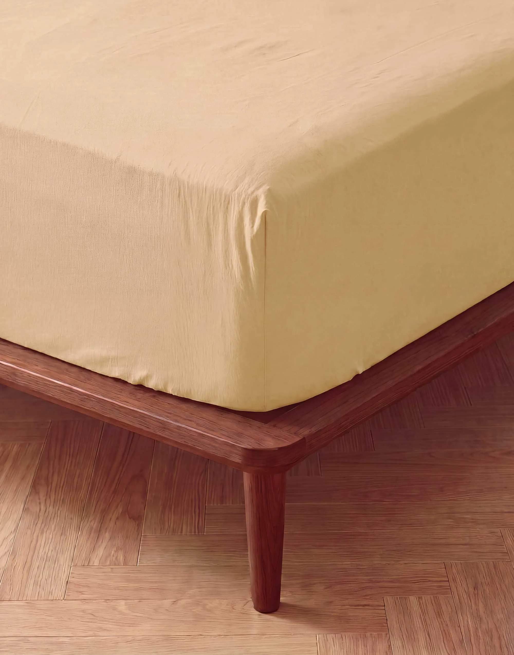 Essenza Lagner Fine Organic Jersey Boxlagen i Yellow straw, B200 x L220 cm, 4