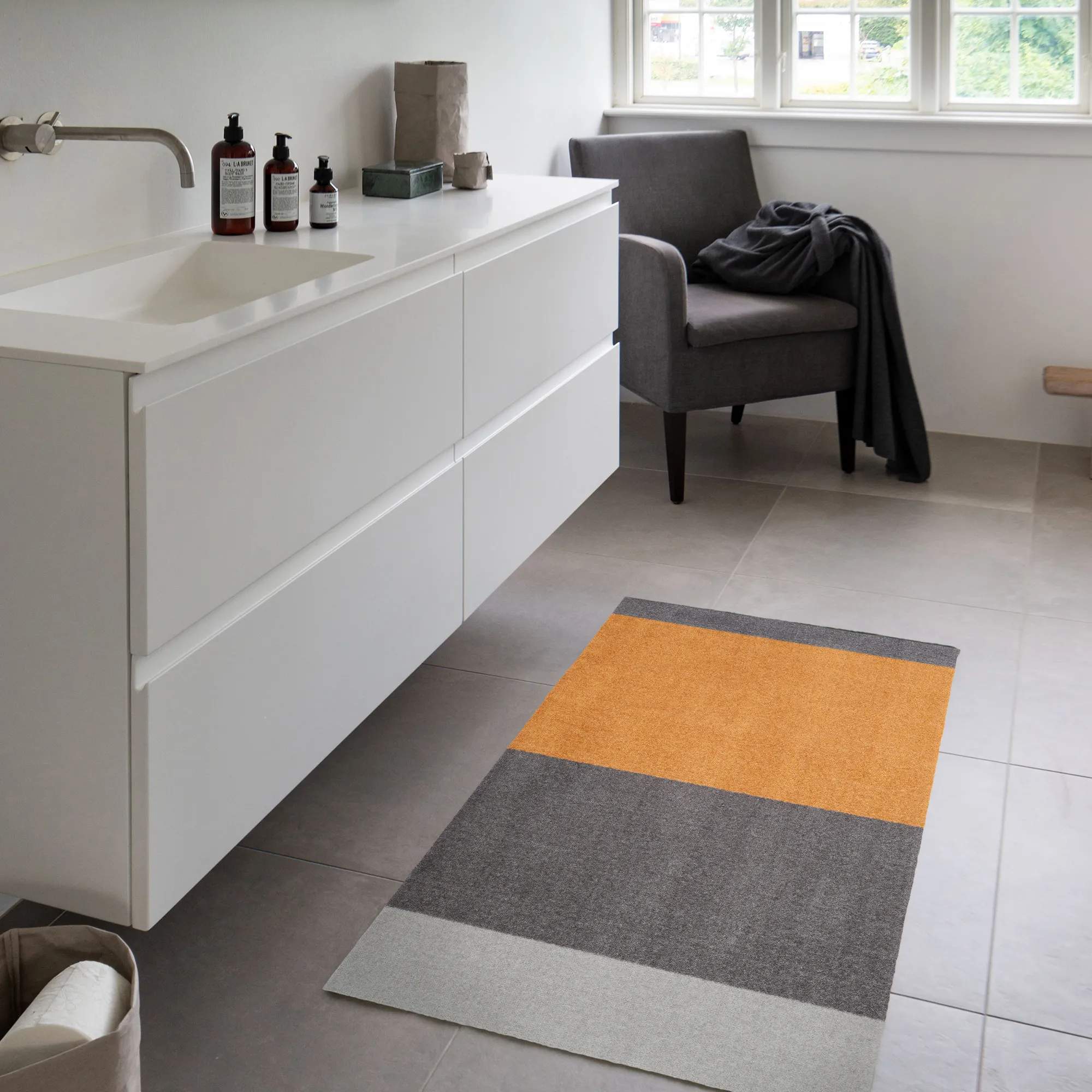 Tica Copenhagen Dørmåtter Stripes Horisontal Gulvmåtte i dijon/lysegrå/steelgrey, B60 x L90 cm, 6