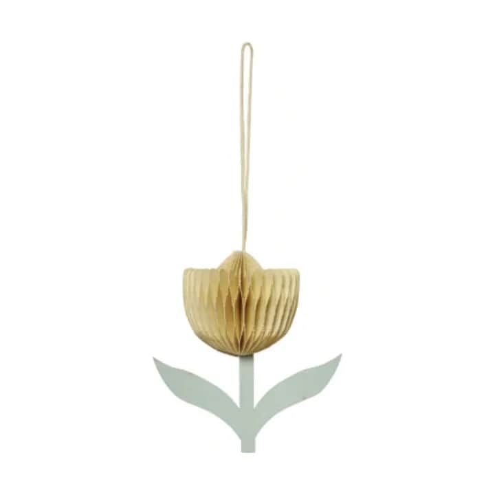 Broste Copenhagen Påskeæg og ophæng Tulip Papir Ornament i Gul, 1