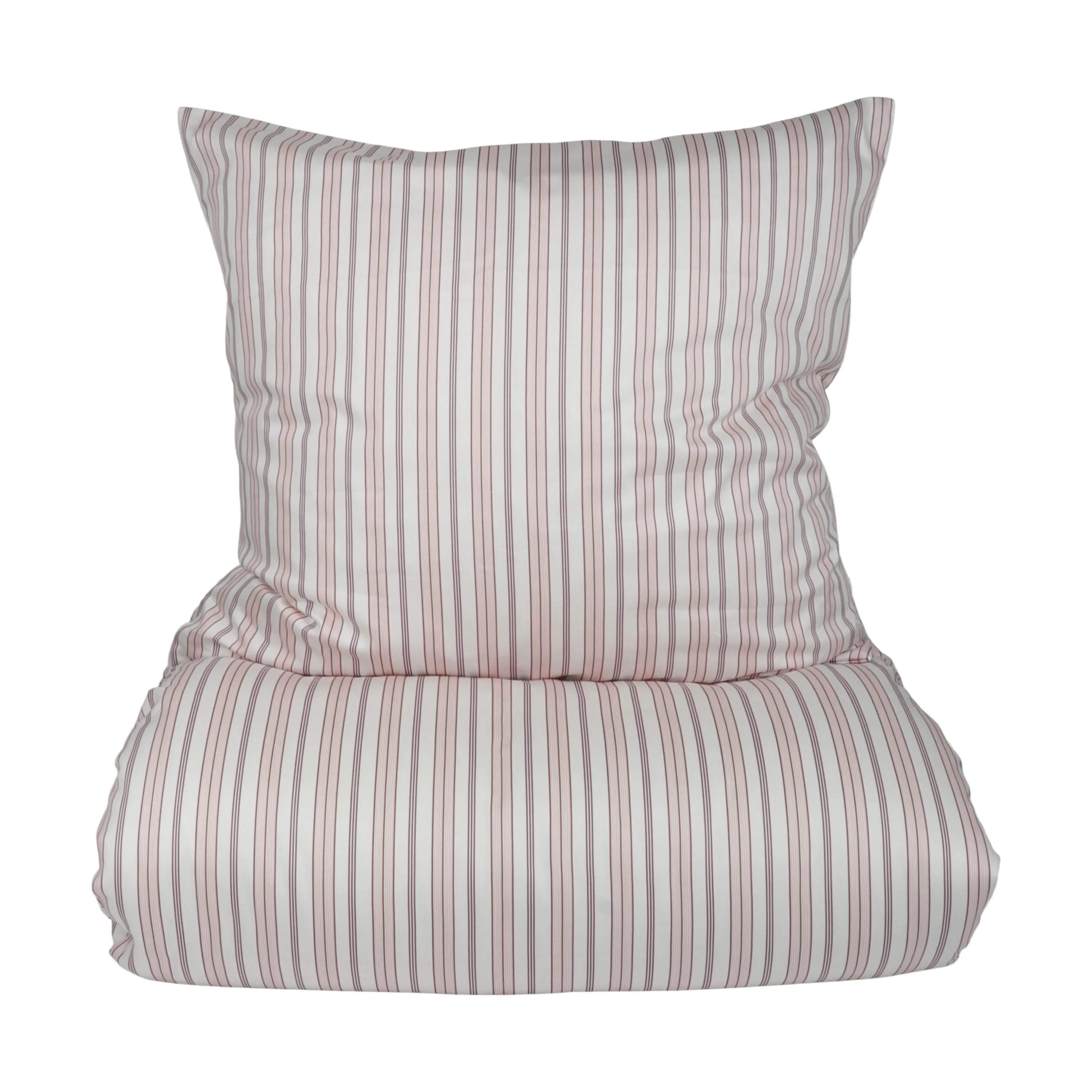 CASA Living Sengetøj Strib Sengetøj i Lyserød, B140 x L220 cm, 1