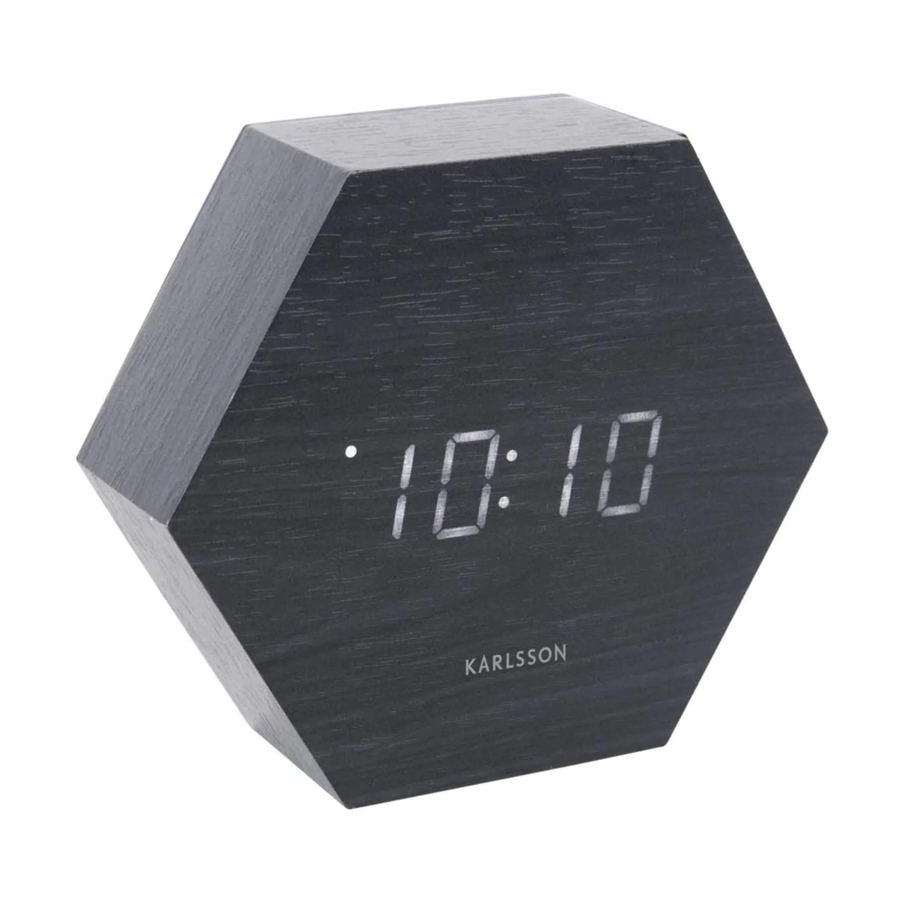 Hexagon Vækkeur, sort, large
