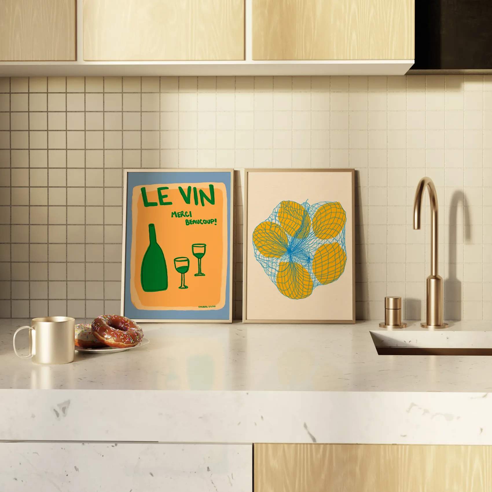 Poster&Frame Plakater Rosi Feist Plakat - Five lemons in a net bag i B30 x L40 cm, 3