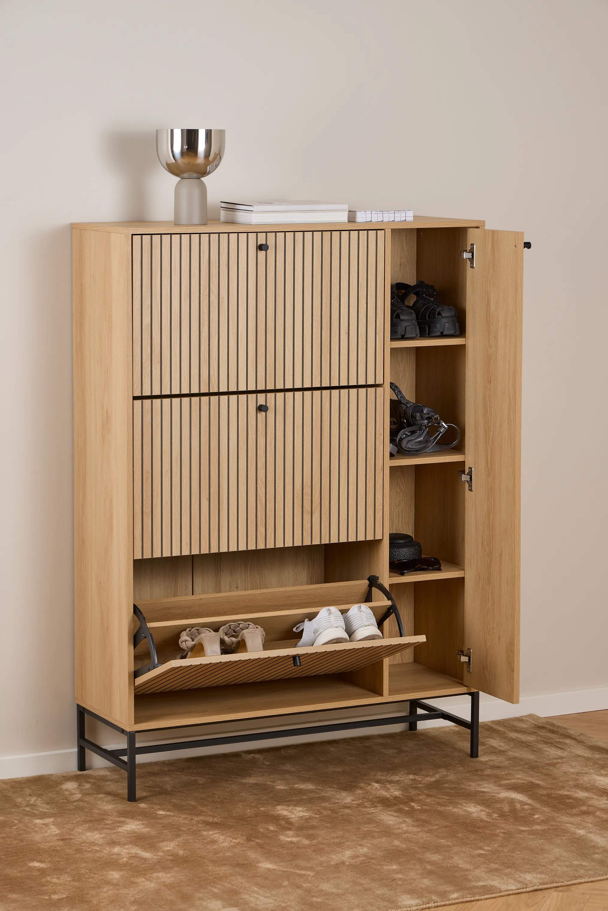 CASA Living Skabe Albany Skoskab i Natur, H140,4 x B98,7 cm, 2