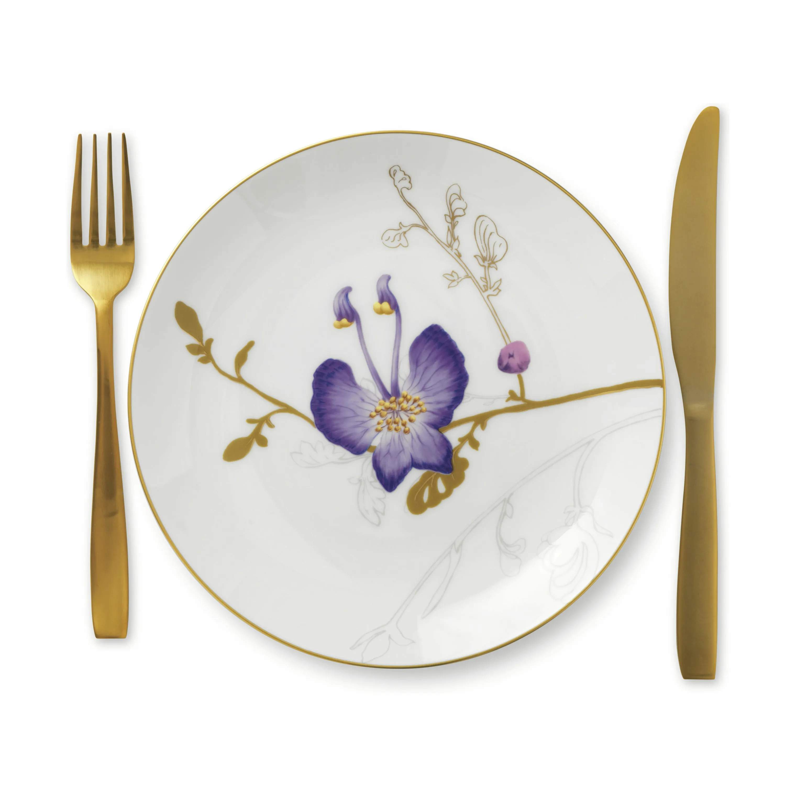 Royal Copenhagen Frokosttallerkener Flora Tallerken - Stedmoderblomst i Stedmoderblomst, 22 cm, 3