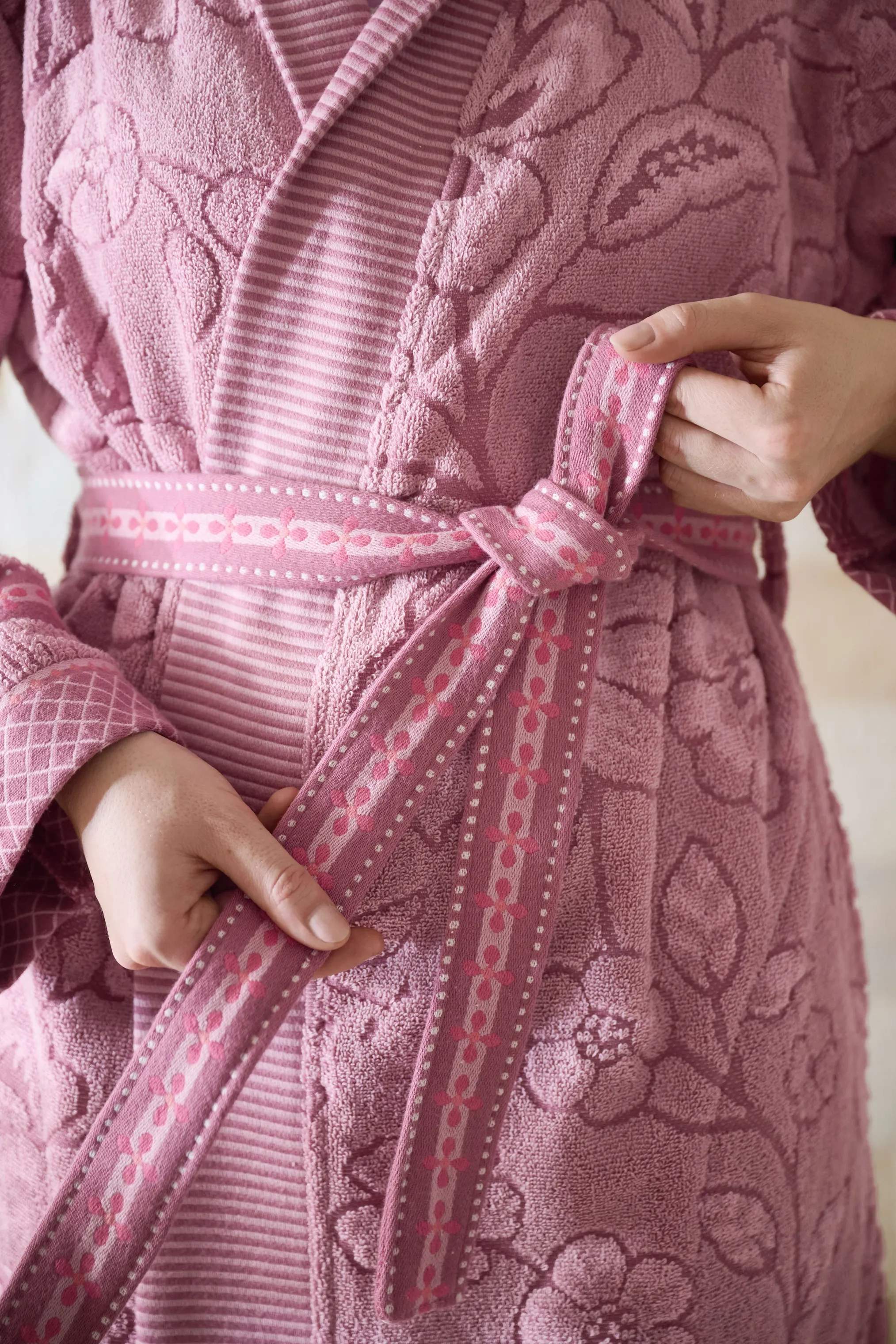 PIP Studio Morgenkåber Jasmin Jacquard Badekåbe i Light Pink, Str. XL, 3
