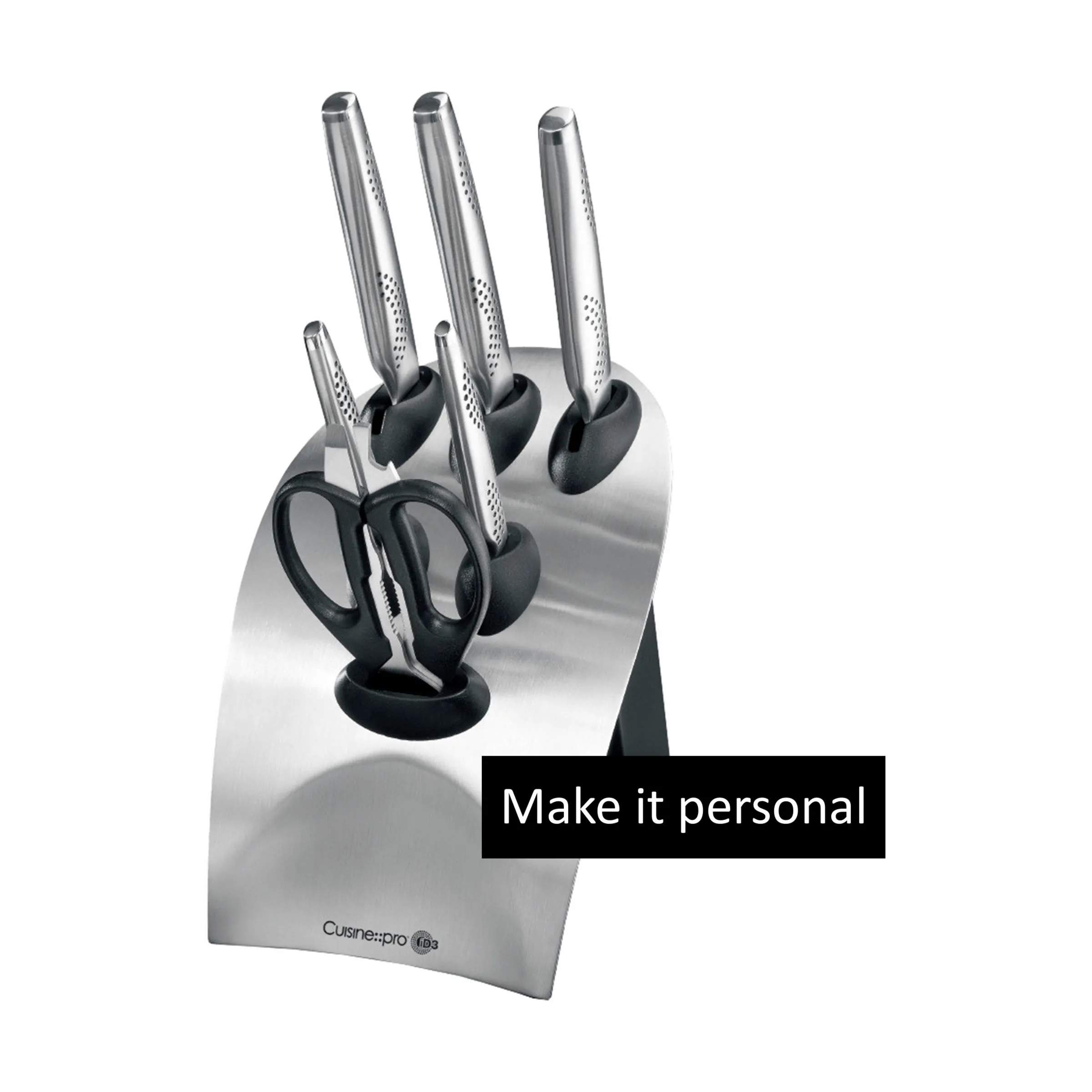 iD3® Tora Knivblok - 7 dele, sølvfarvet, large