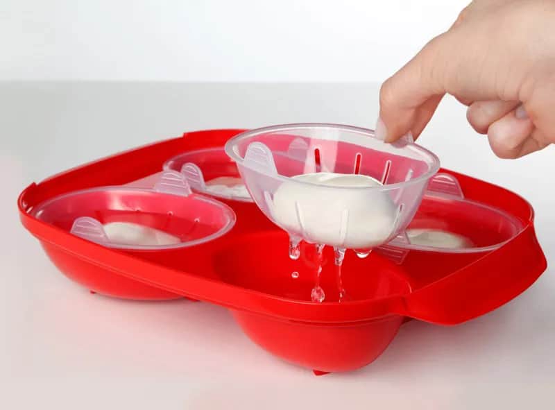 Sistema Æggedelere og øvrigt udstyr til æg Microwave Pocheringsbakke i Rød, 5