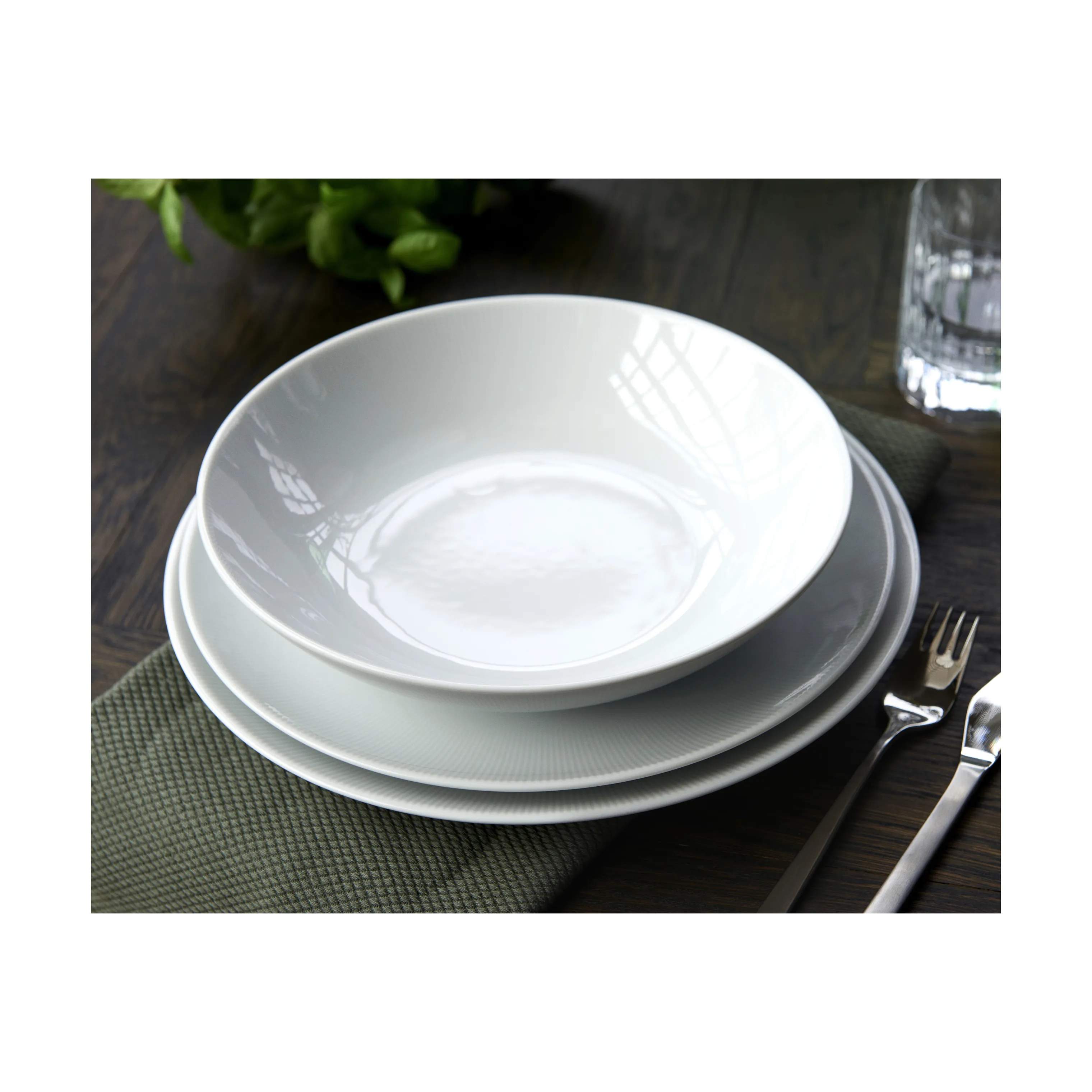 Pillivuyt Middagstallerkener Eventail Tallerken i Hvid, 27 cm, 4