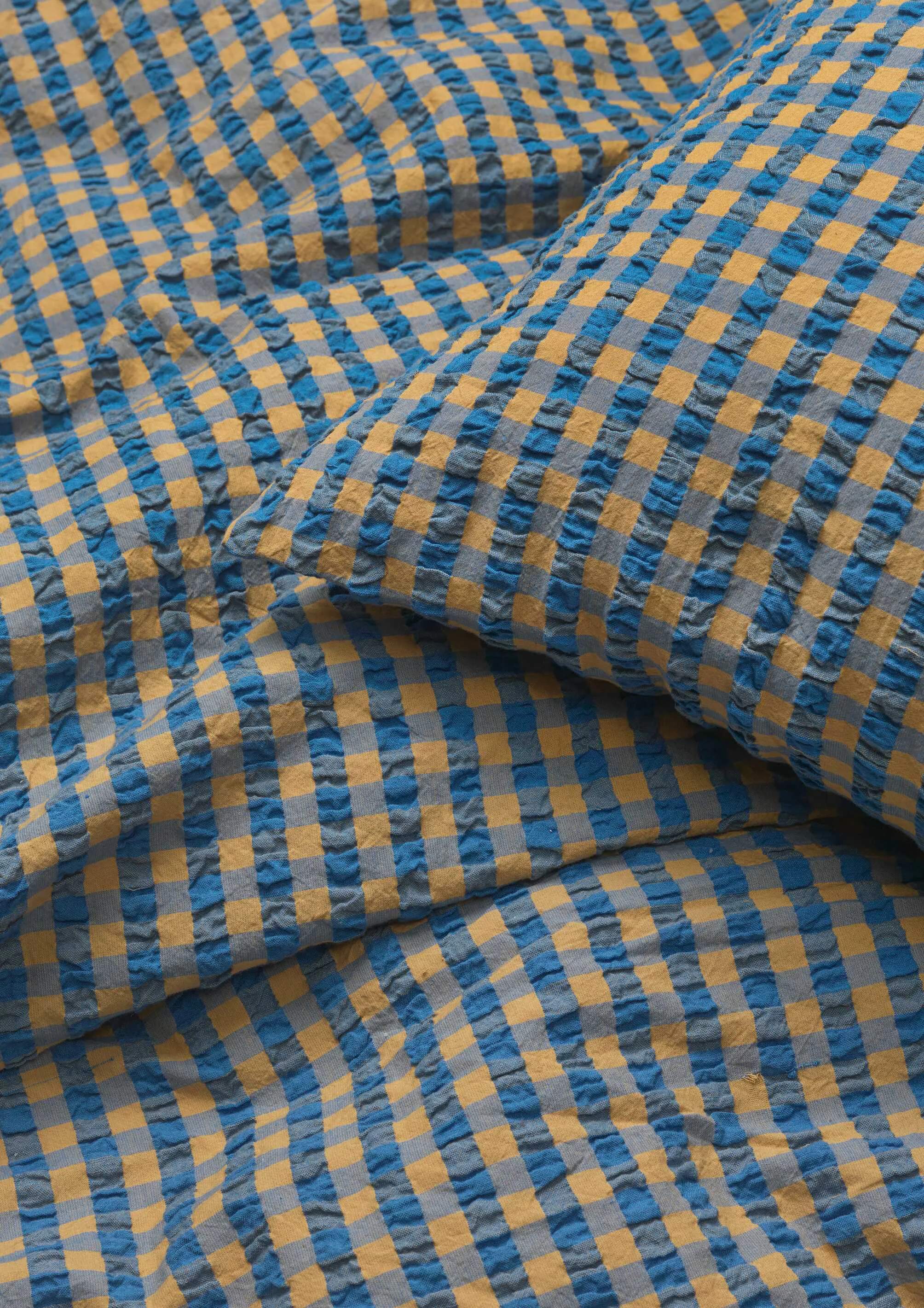 Juna Sengetøj Bæk&Bølge Sengetøj i Blå/Okker, B140 x L200 cm, 2