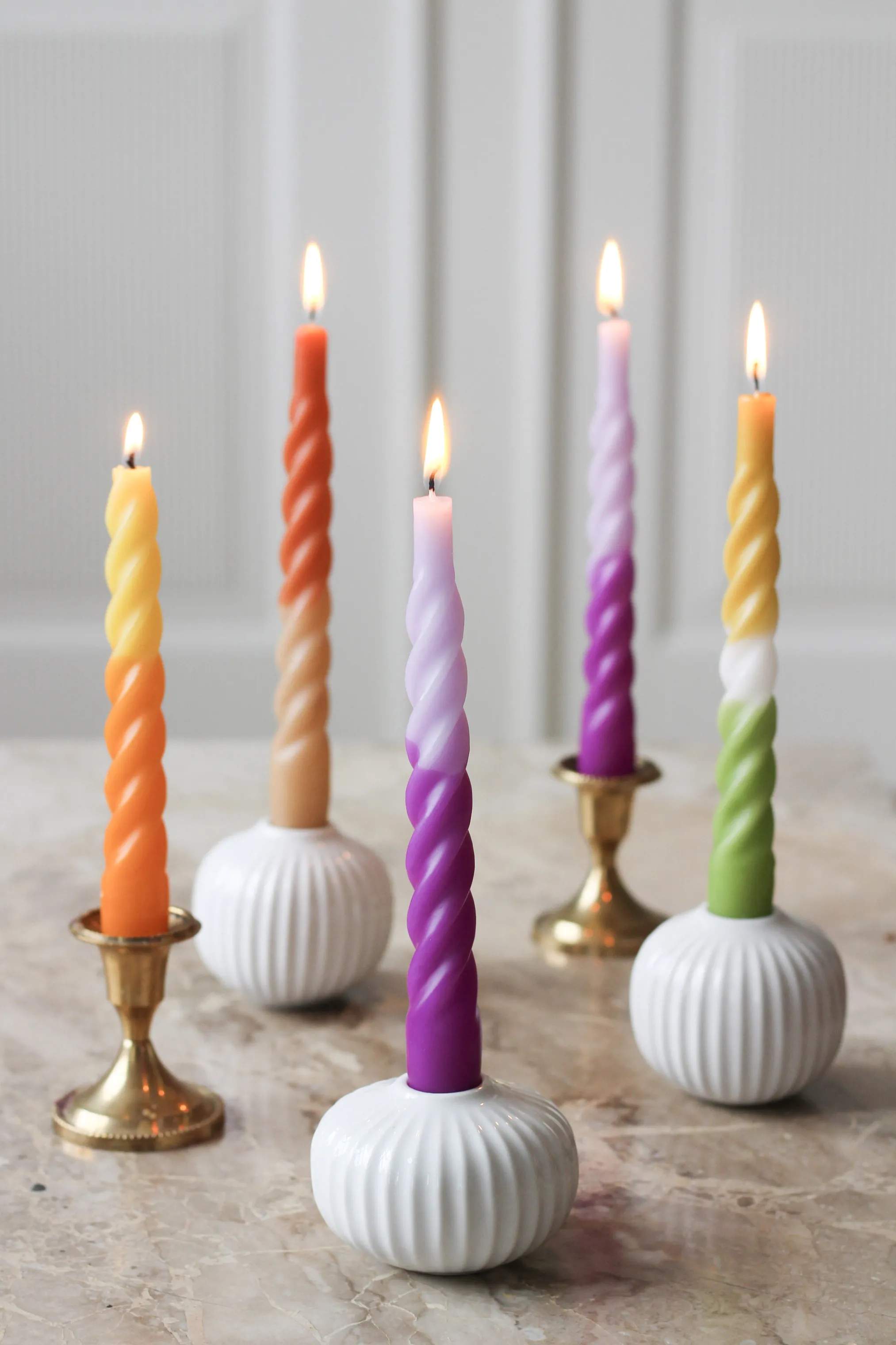 Candles with a twist Kronelys Lys - 6 stk. i Gul/orange, 5