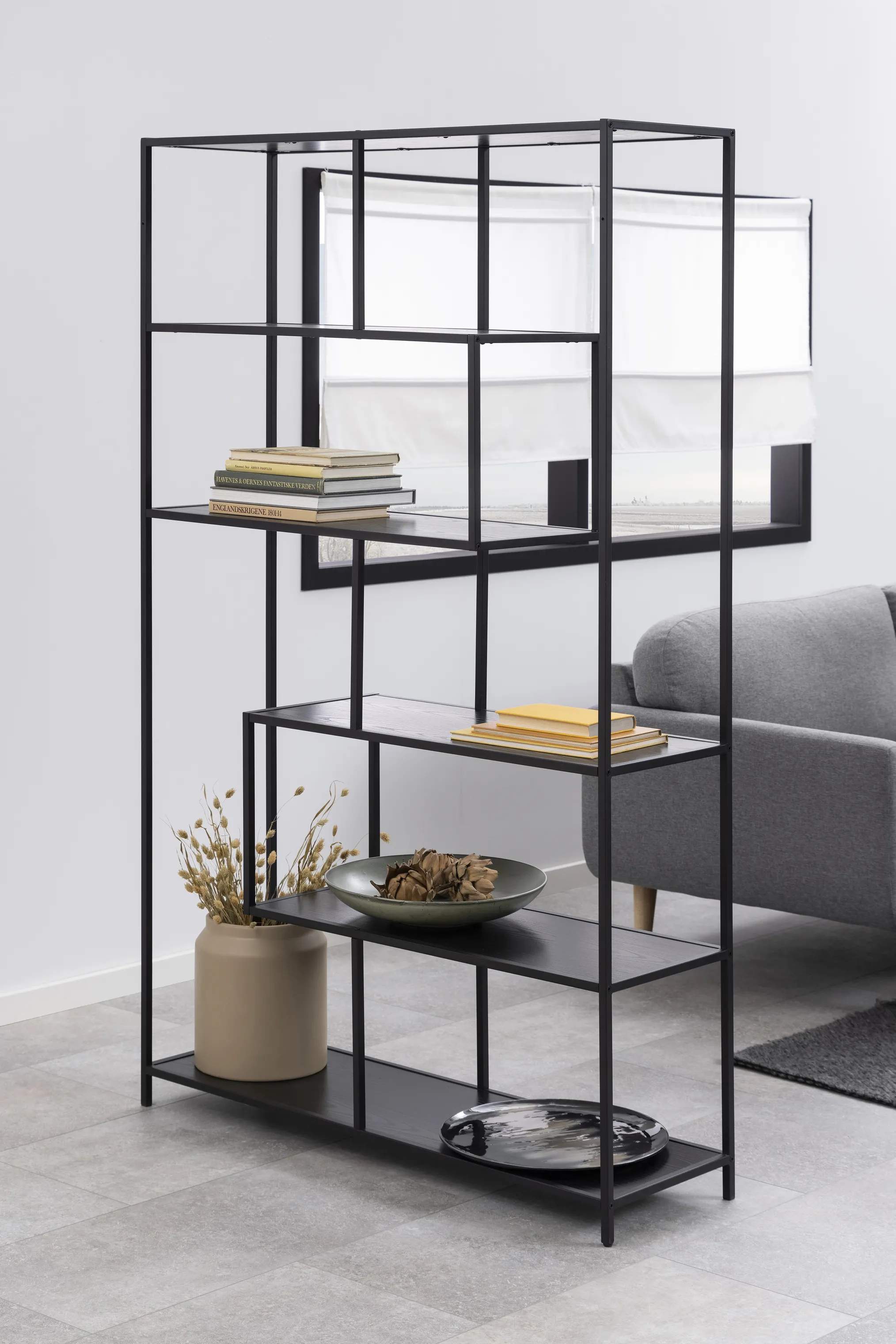 CASA Living Reoler og tilbehør Seaford Reol i Sort, 114 cm, 3