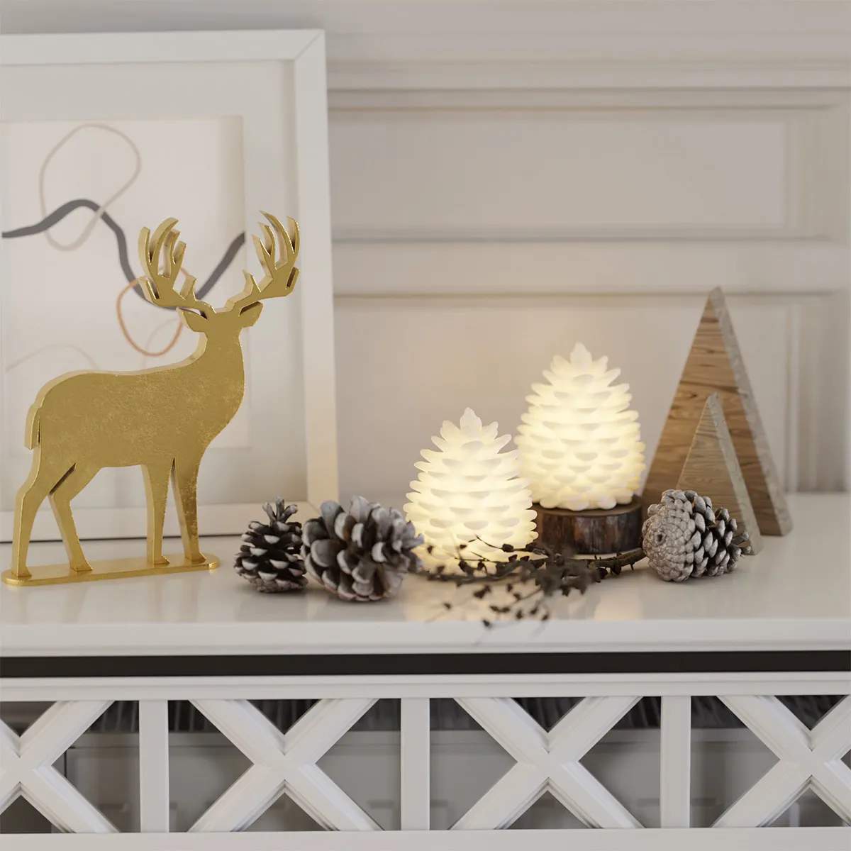 Deluxe Homeart LED-lys LED Kogle - 2 stk. i Hvid, 3