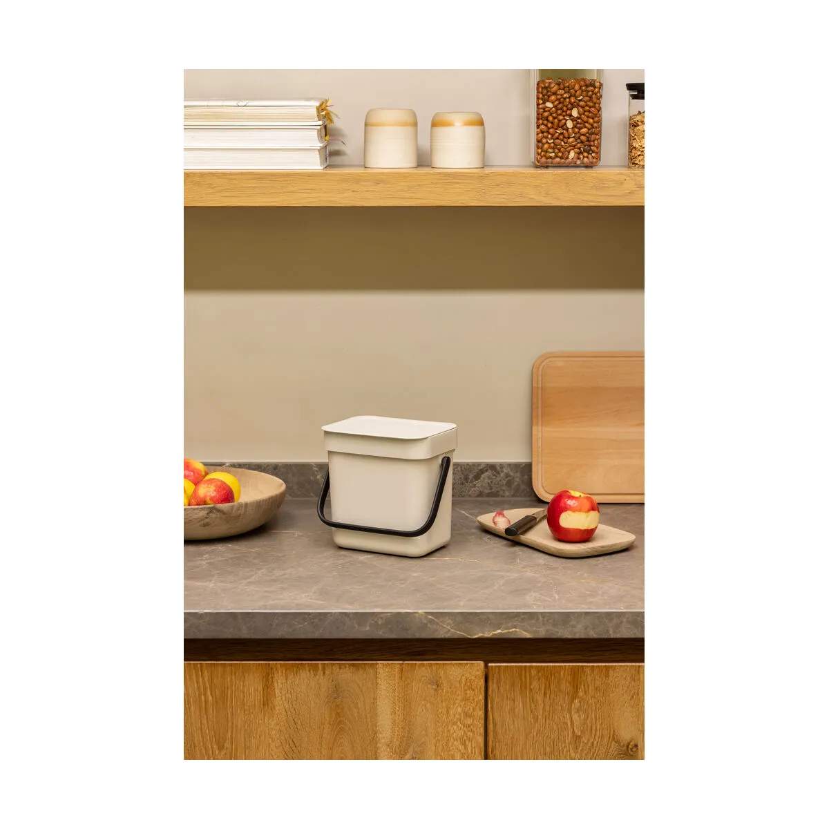 Brabantia Spande uden pedal Sort & Go Affaldsspand i Soft Beige, 3 L, 5
