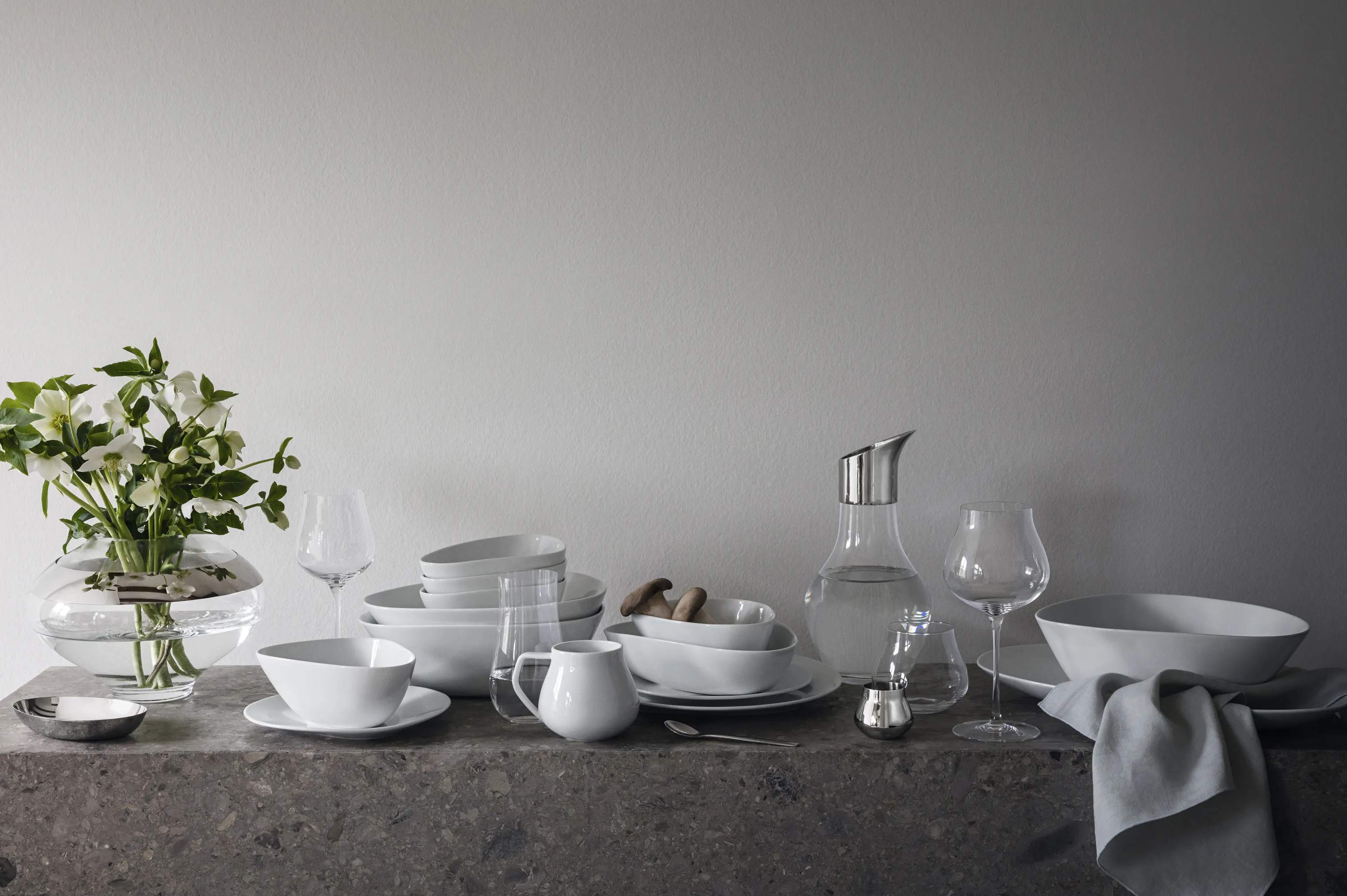 Georg Jensen Serveringsskåle Sky Skål i Hvid, 17,6 cm, 2