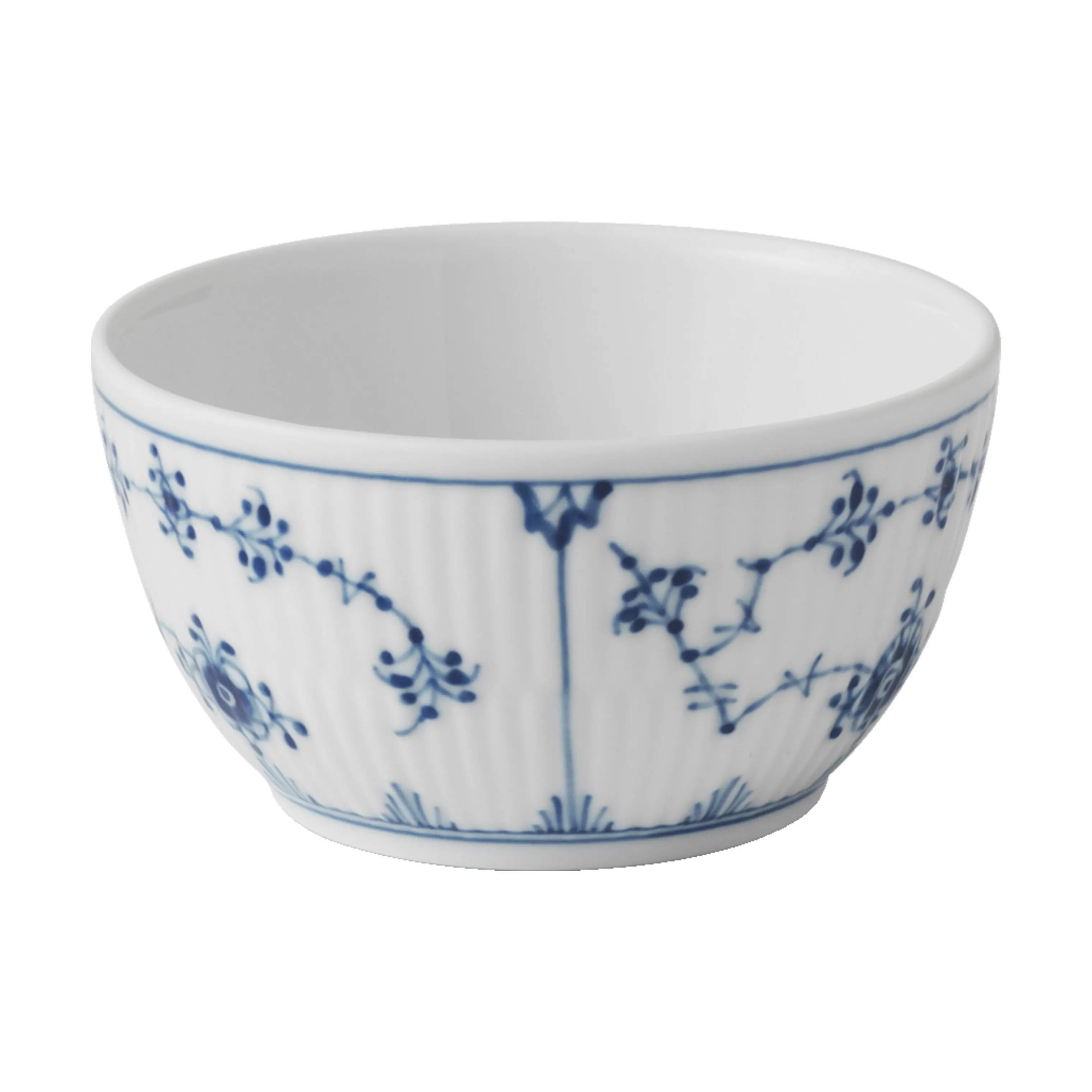 Royal Copenhagen Serveringsskåle Musselmalet Riflet Skål i Hvid/blå, 8,5 cm, 4