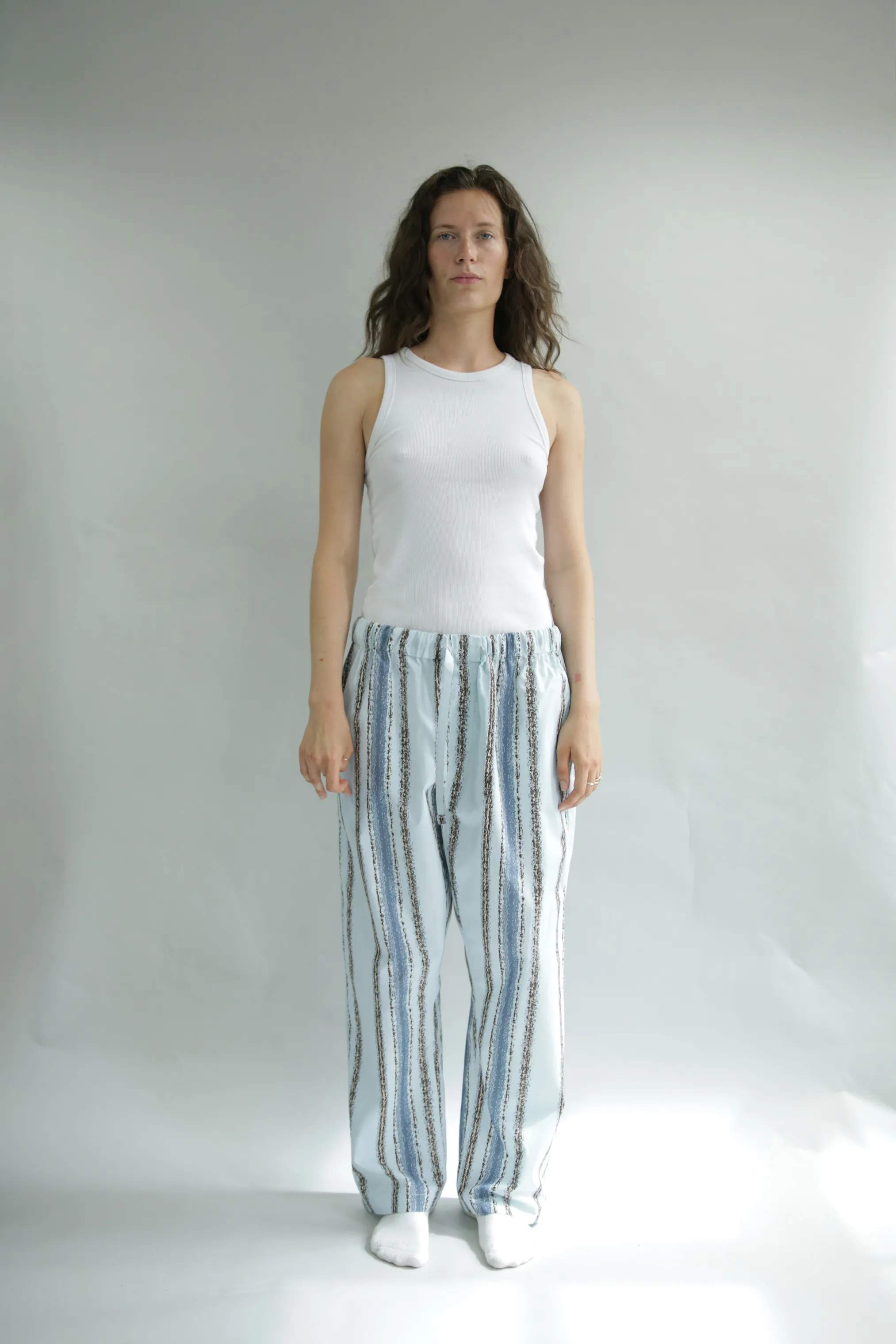 omhu x Mads Barfod Pyjamas Wave Grid Slumber Pyjamasbukser i Aqua, M/L, 5