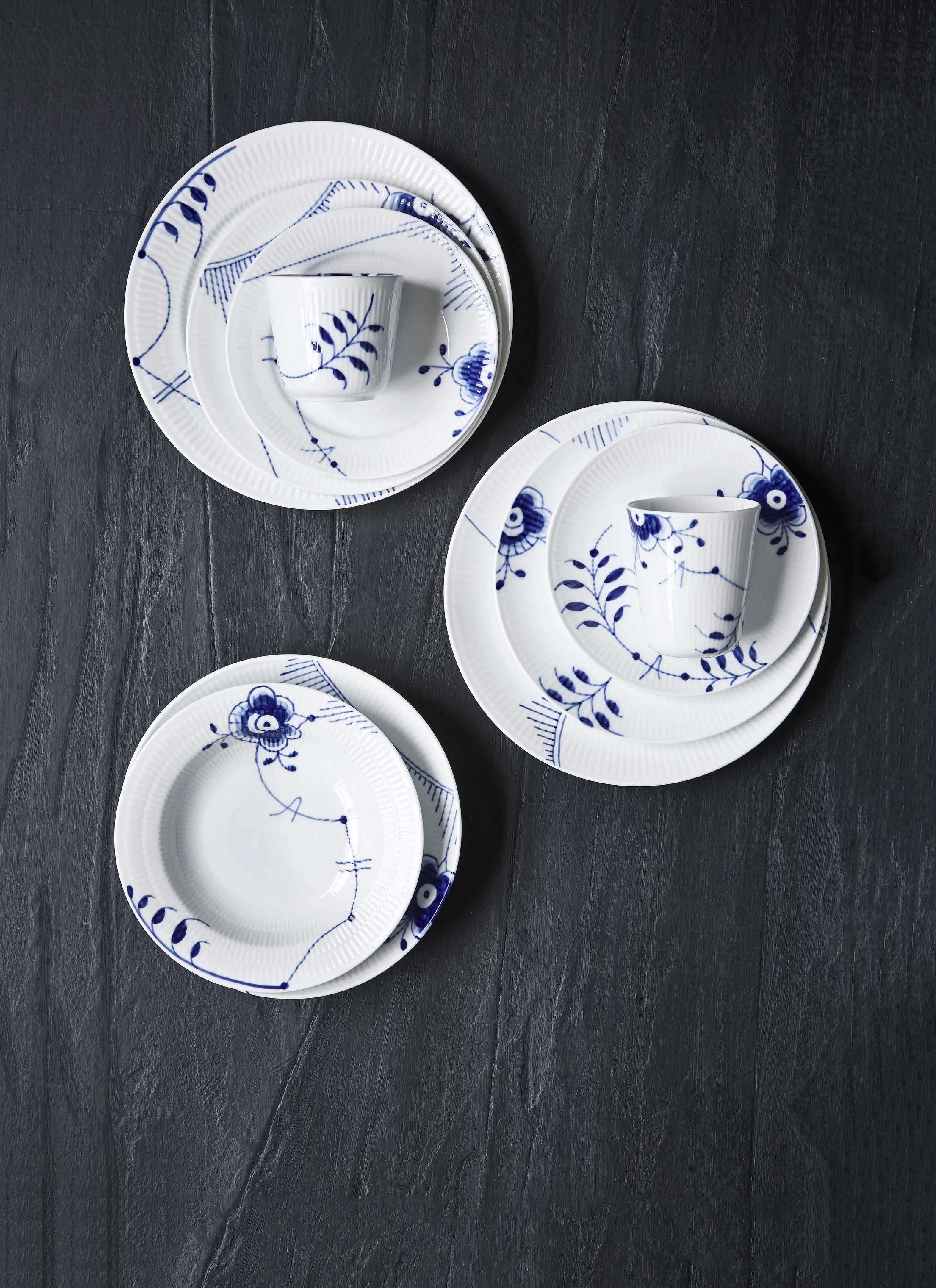 Royal Copenhagen Dybe tallerkener Blå Mega Riflet Dyb Tallerken i 21 cm, 3