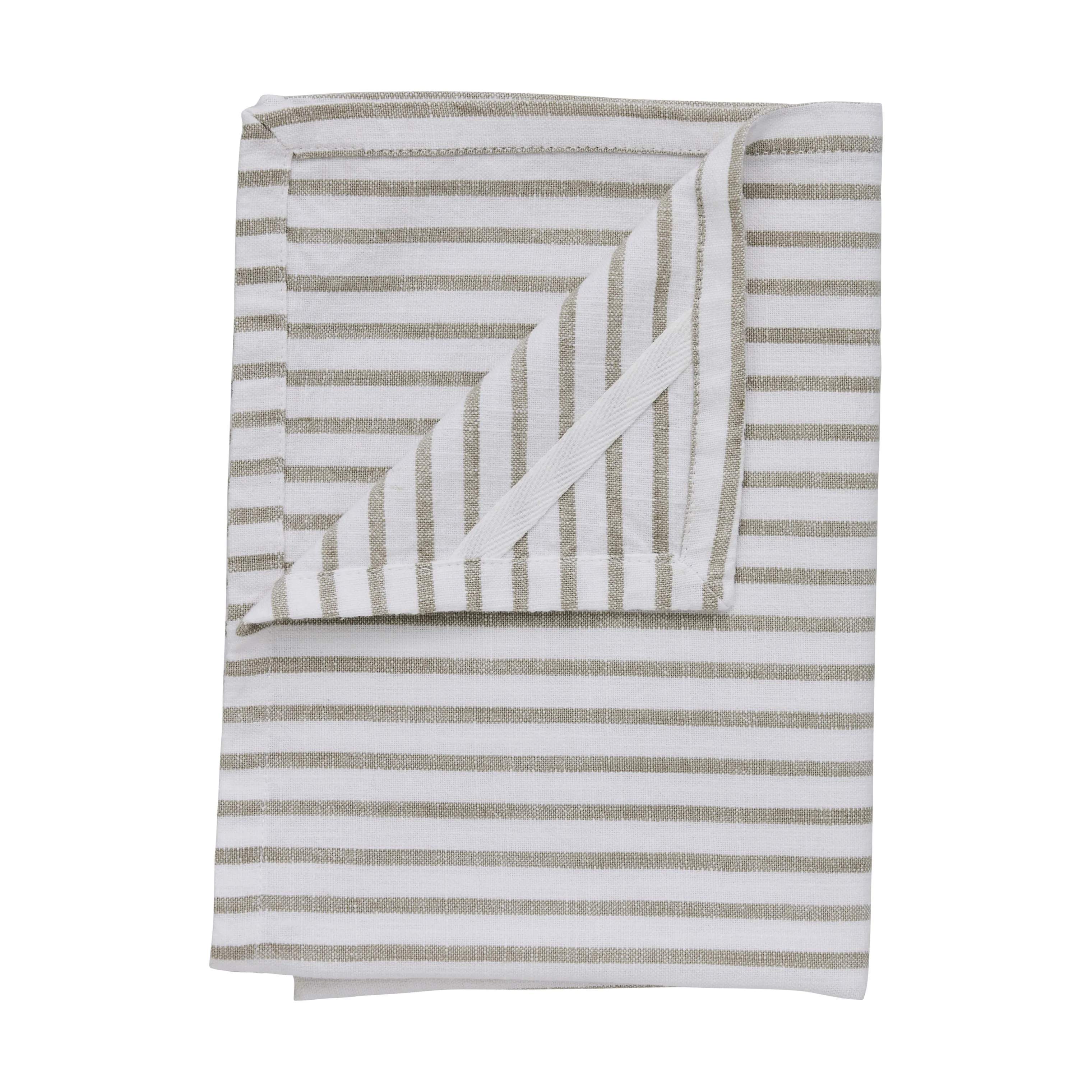Olivia Viskestykke, beige striber, large