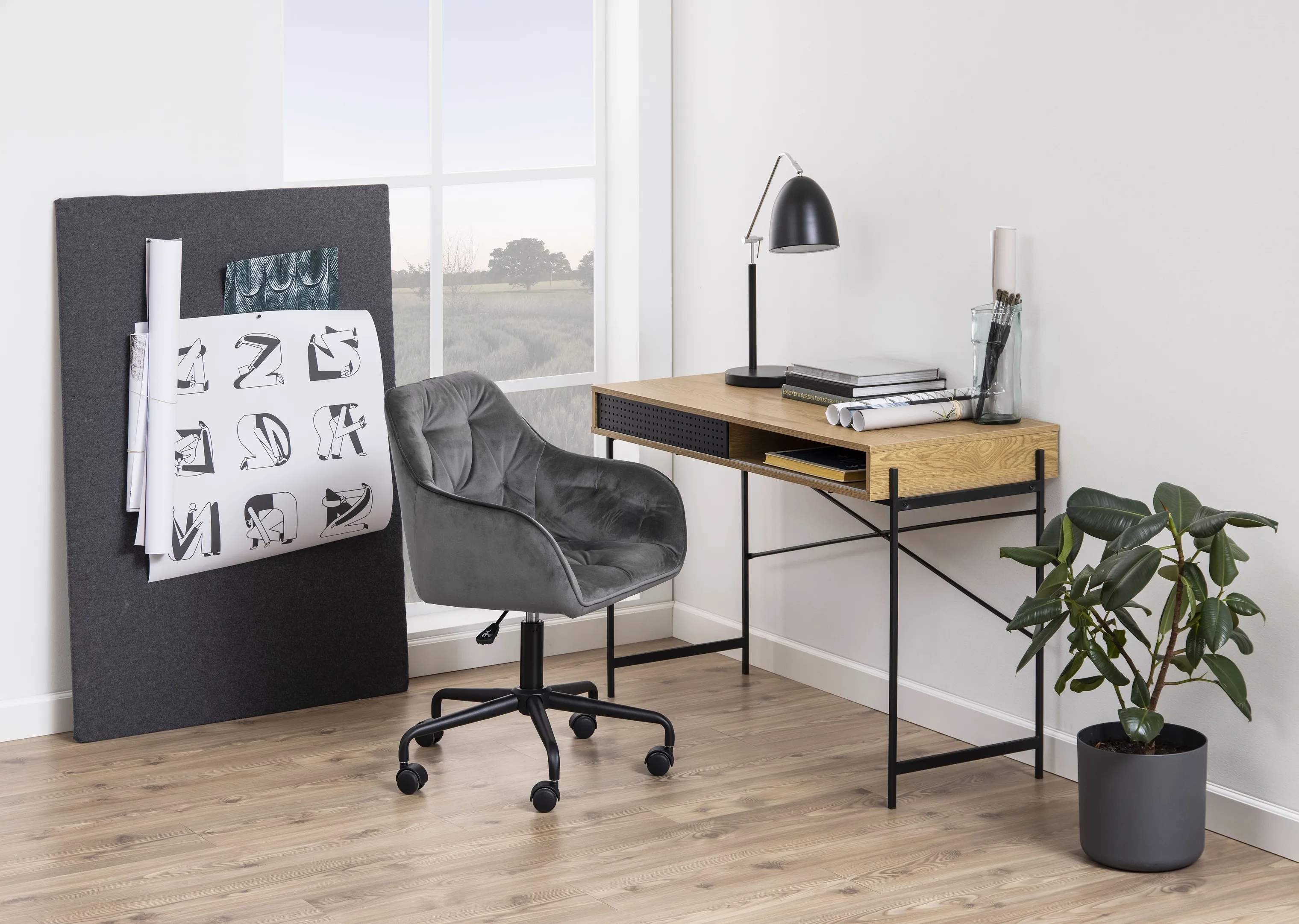 CASA Living Skrivebordsstole Brooke Skrivebordsstol i Mørkegrå/sort, 2