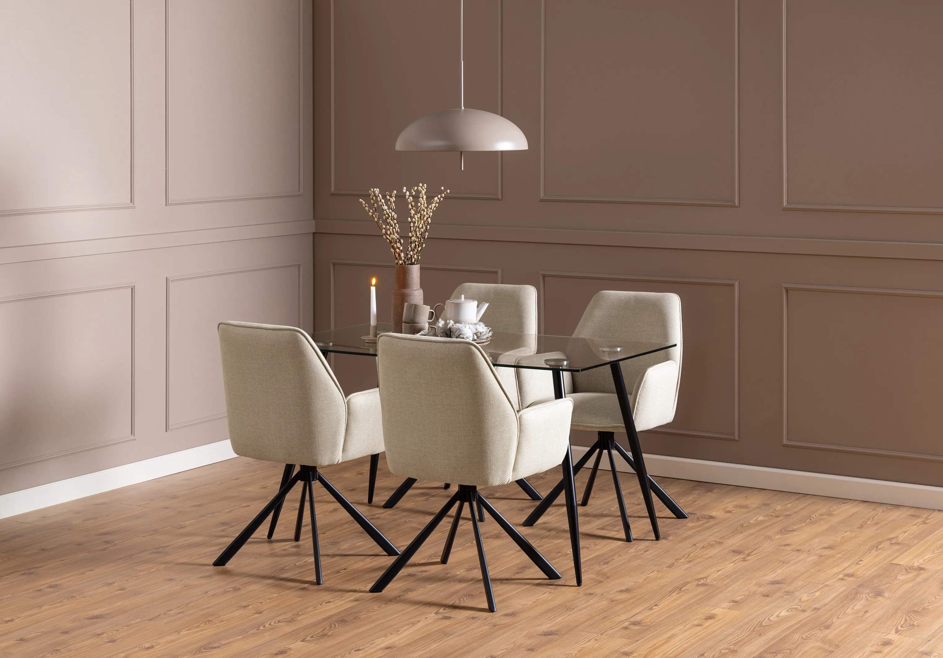 CASA Living Spisebordsstole Glenda Spisebordsstol - 2 stk. i Beige/sort, 3