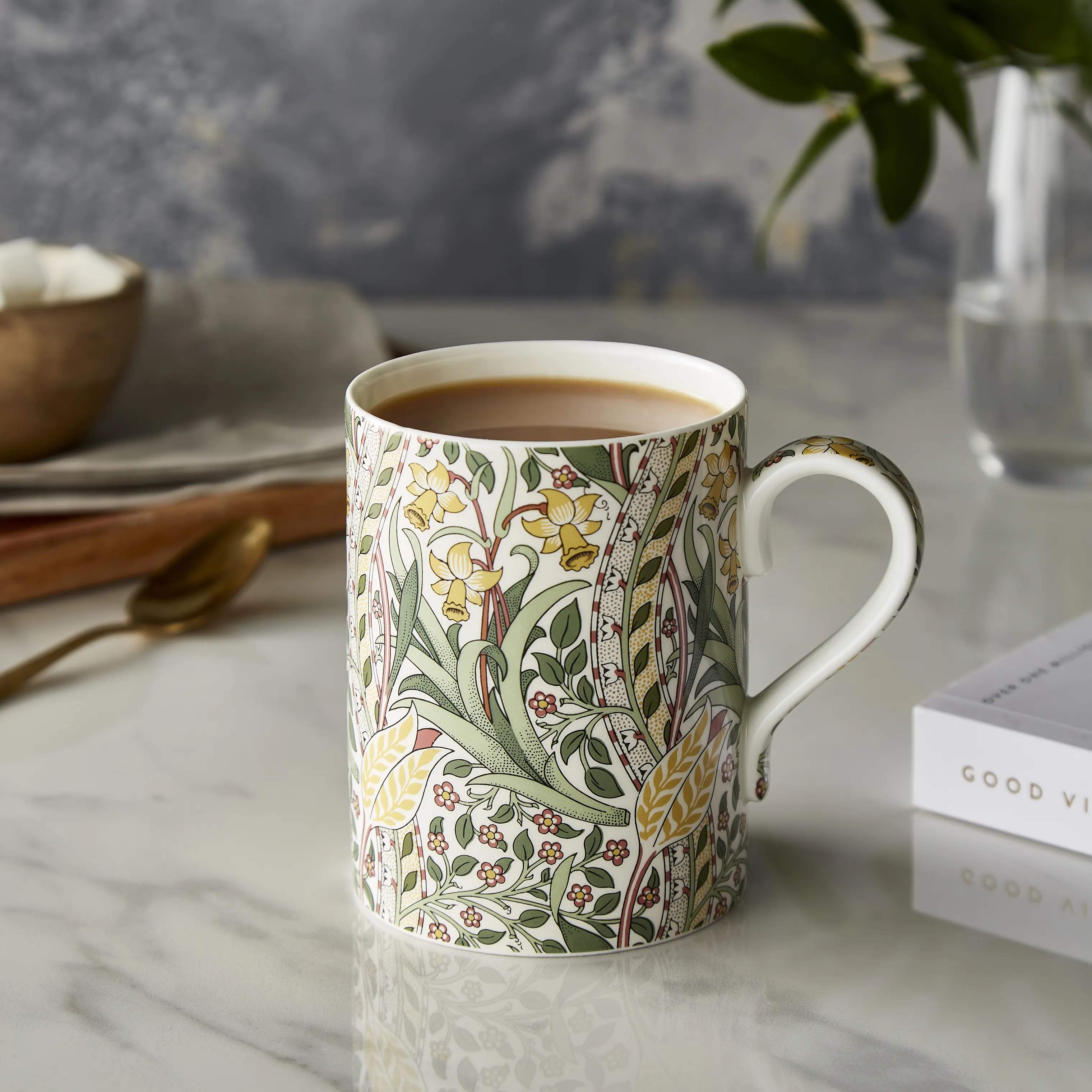 Spode Krus og kopper med hank Morris & Co Krus i Lyserød/Grøn/gul, 3