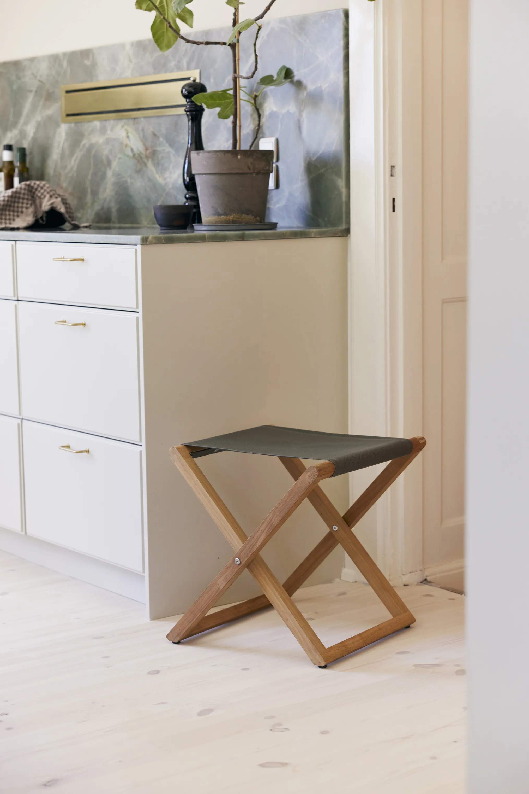 Mandalay Loungestole Langelinie Skammel i Teak/Olivengrøn, 3