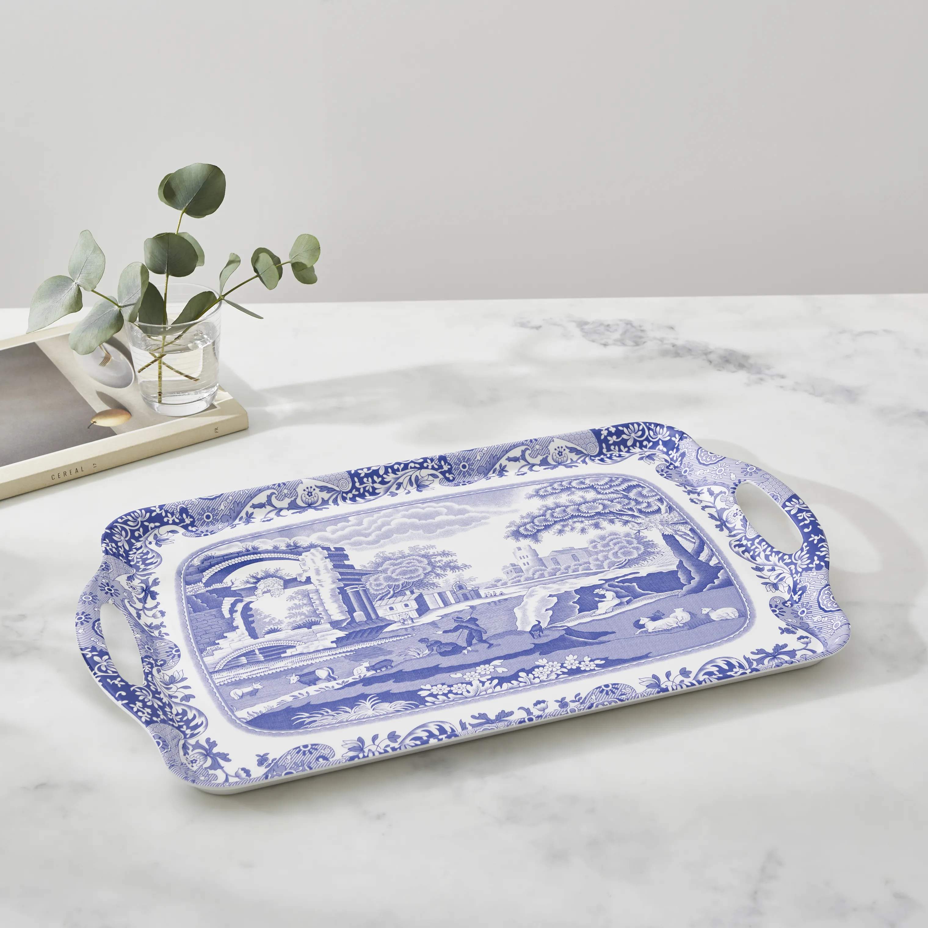 Pimpernel Bakker Blue Italian Serveringsbakke i Blå/Hvid, 2