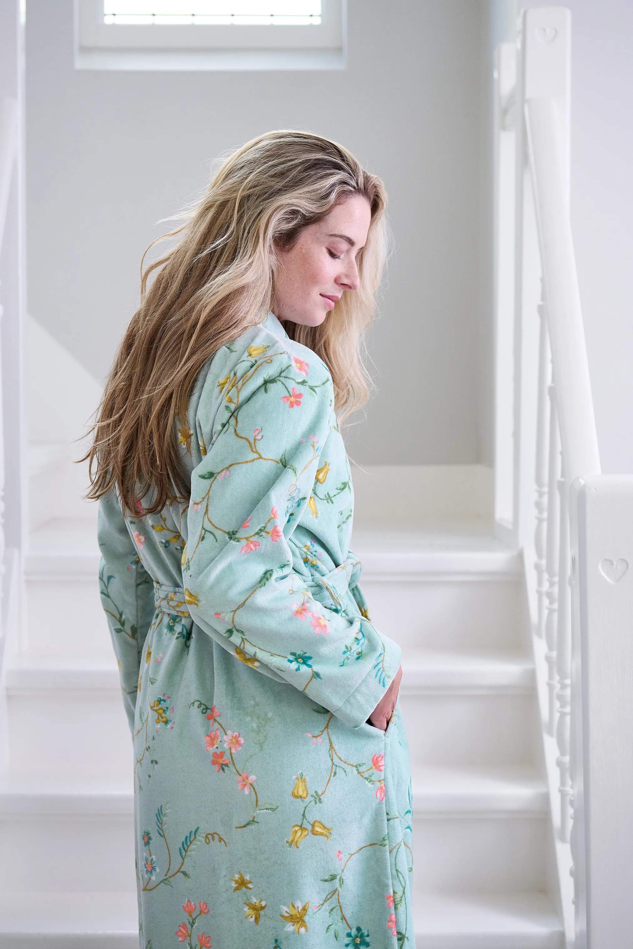 PIP Studio Morgenkåber Les Fleurs Badekåbe i Blue , L, 2