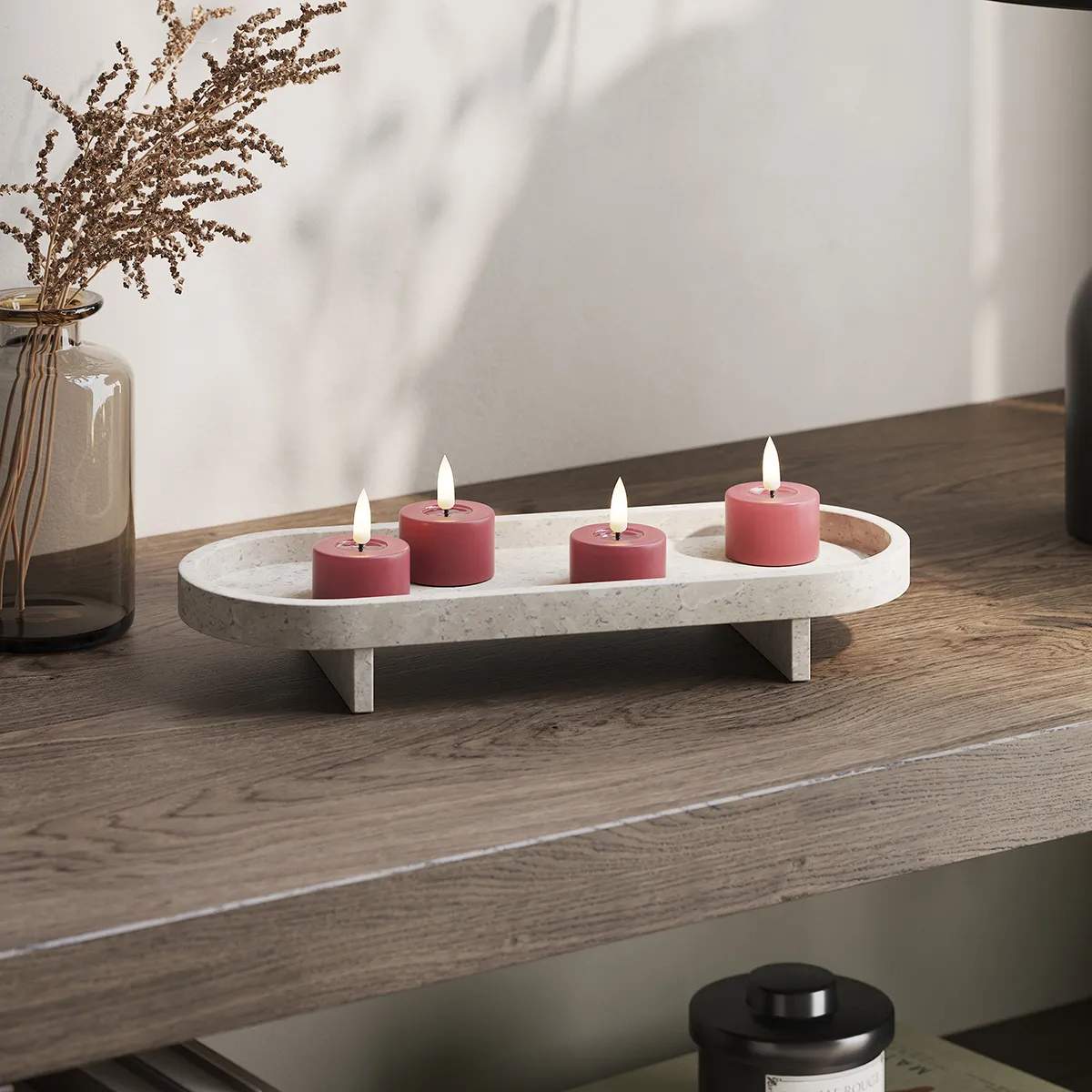 Deluxe Homeart LED-lys Real Flame LED Fyrfadslys - 2 stk. i Bordeaux , 6,1 cm, 3