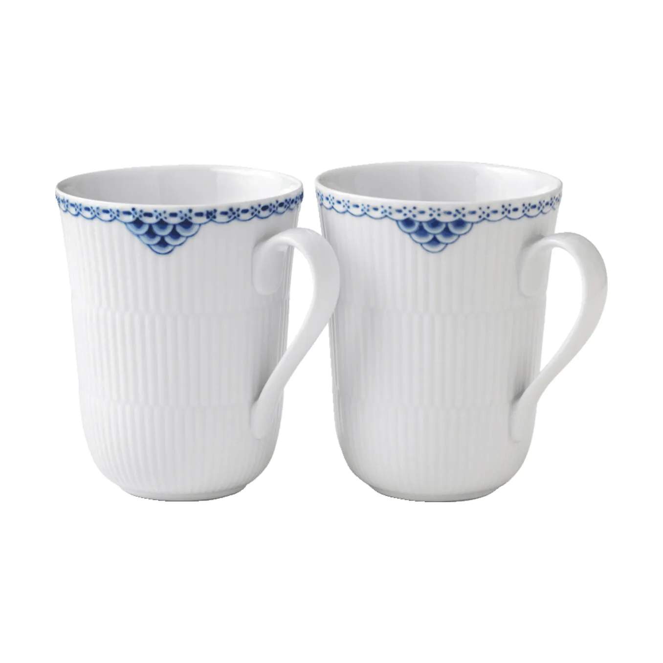 Royal Copenhagen Krus og kopper med hank Prinsesse Krus - 2 stk. i Koboltblå/hvid, 36 cl, 1