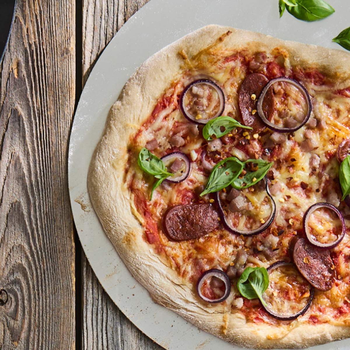 Pizza med chorizo
