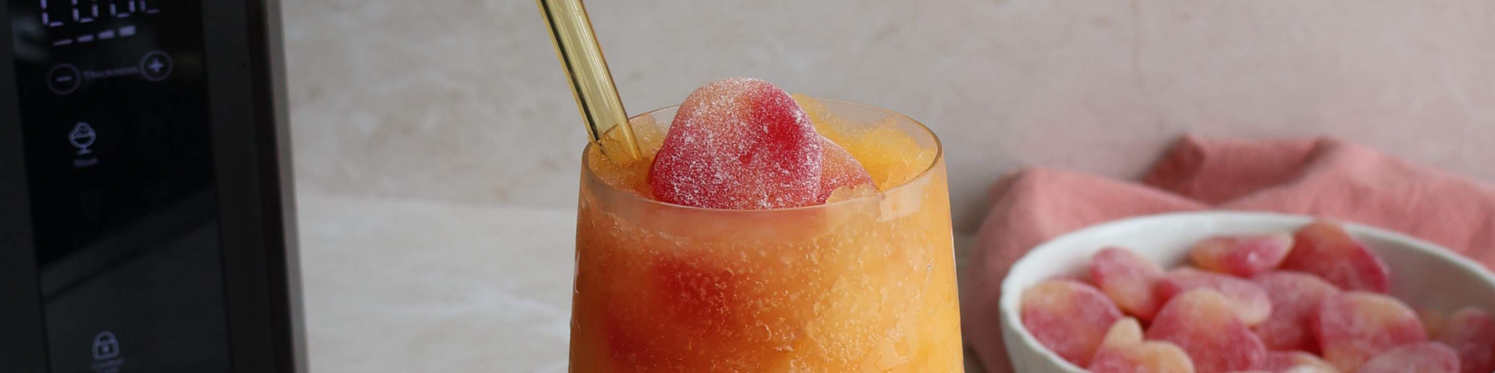 Slushice med smag af fersken-slik