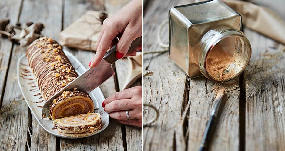 Lækker juleroulade med smag af abrikos og chokoladecreme