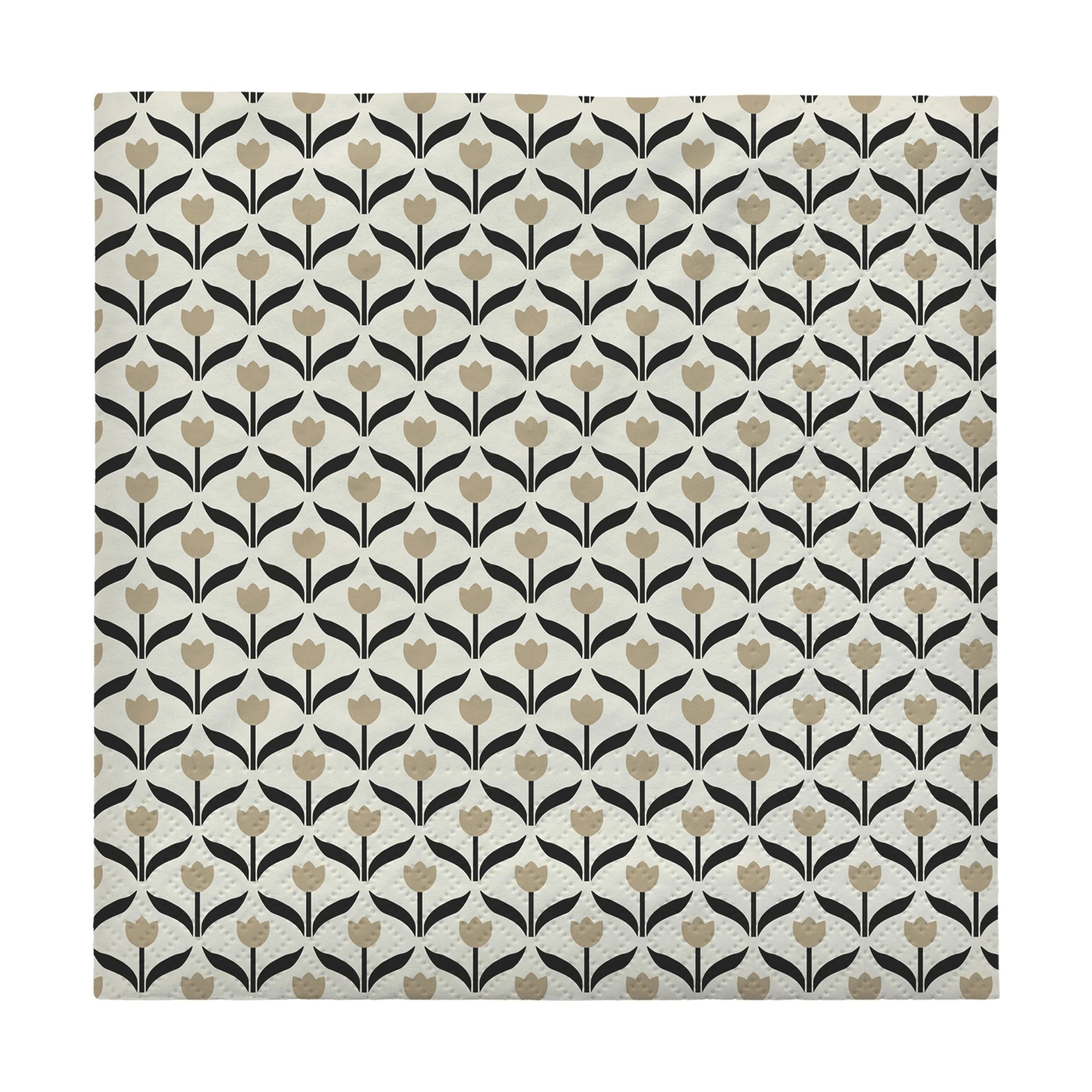 Broste Copenhagen Papirservietter Tulip Papirservietter - 12 stk. i Beige/Black, 1