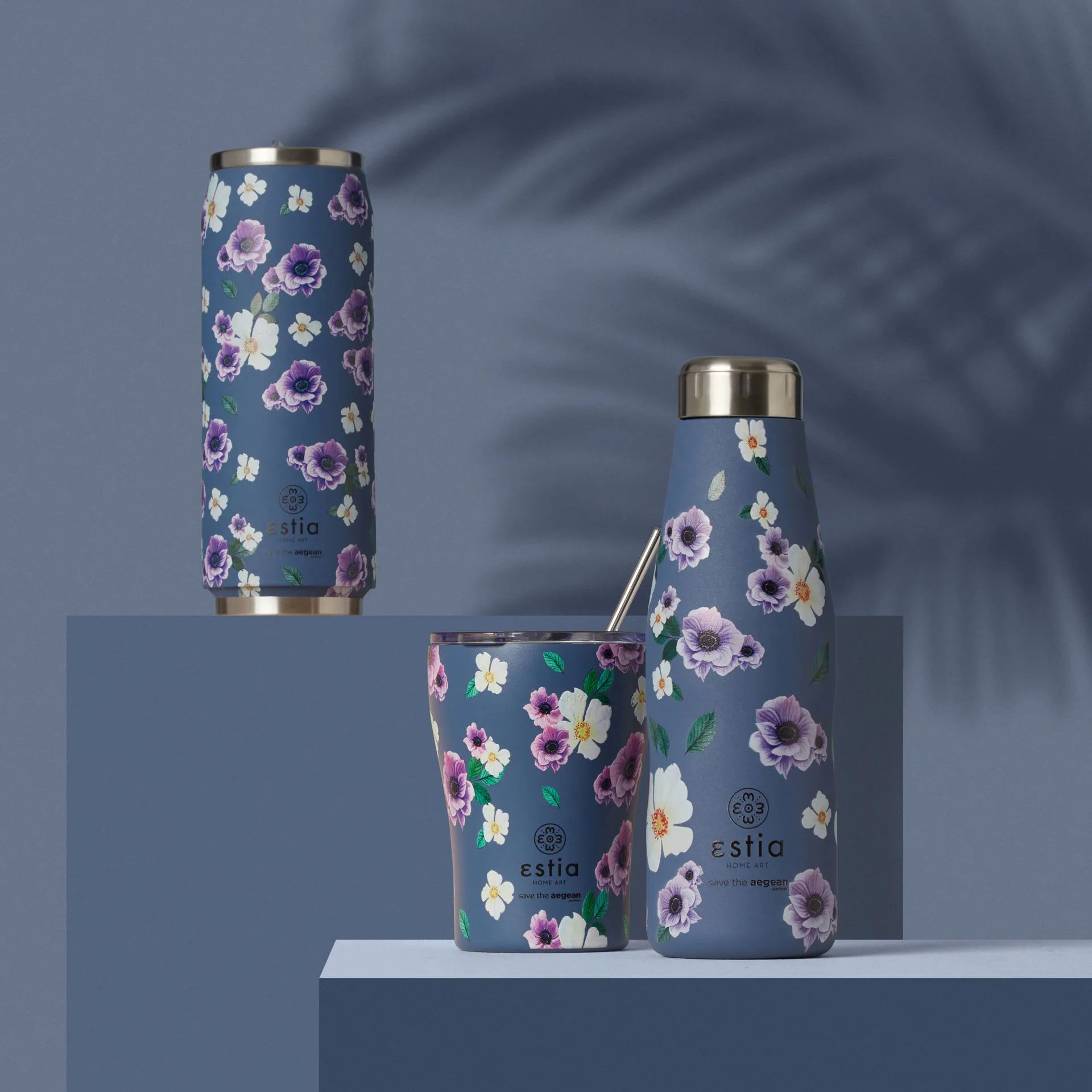 Estia Home To go kopper Save The Aegean Termokop i Garden blue, 2