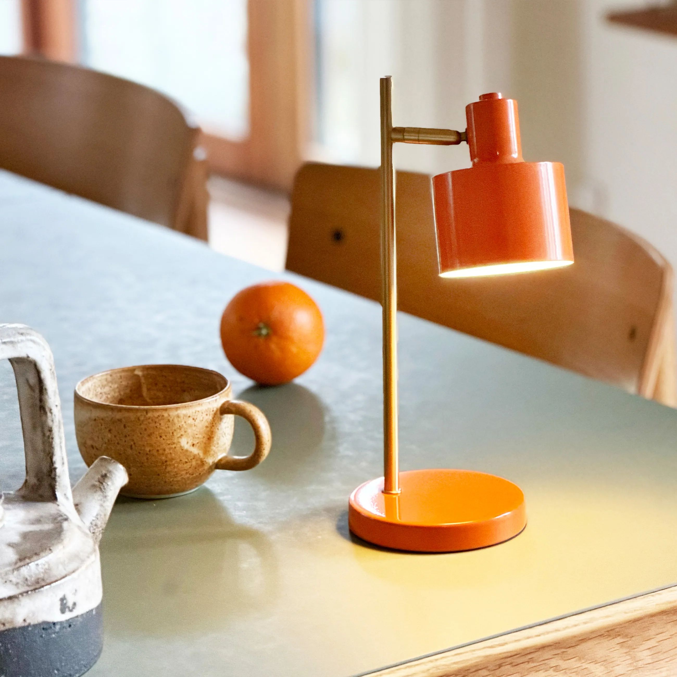 Dyberg Larsen Bordlamper Ocean Bordlampe i Orange/ Messing, 28 cm, 2