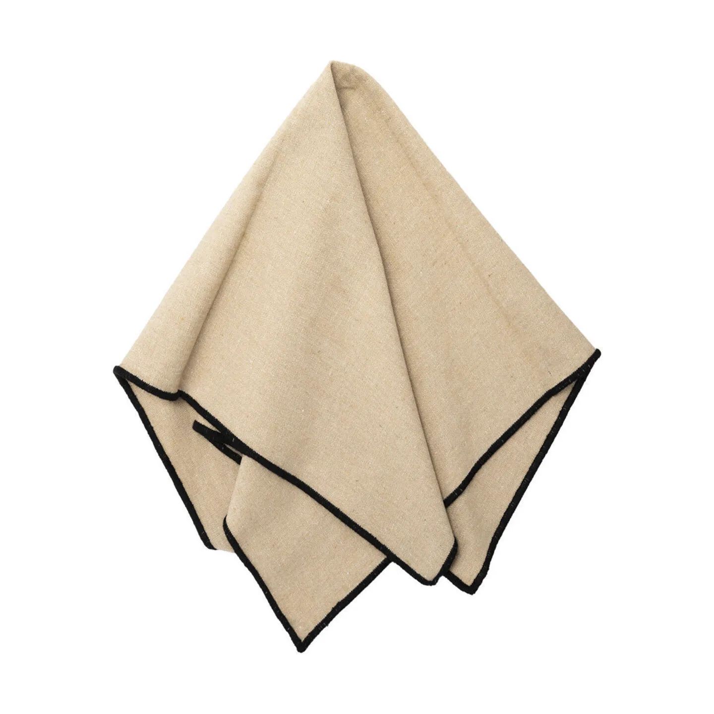Estia Home Stofservietter Frame Stofserviet - 2 stk. i Beige/sort, 3