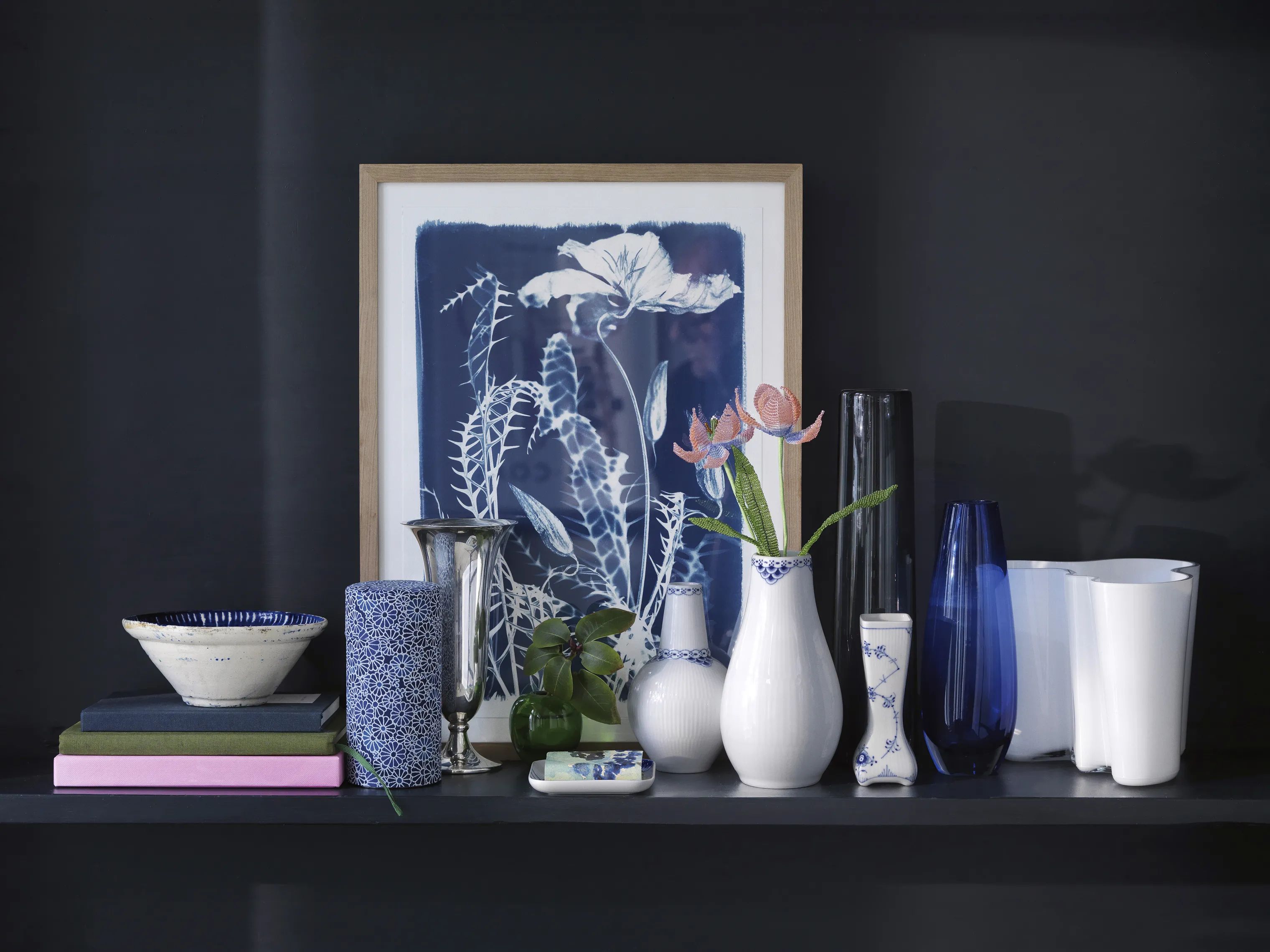 Royal Copenhagen Vaser Prinsesse Vase i Hvid/blå, 15 cm, 4