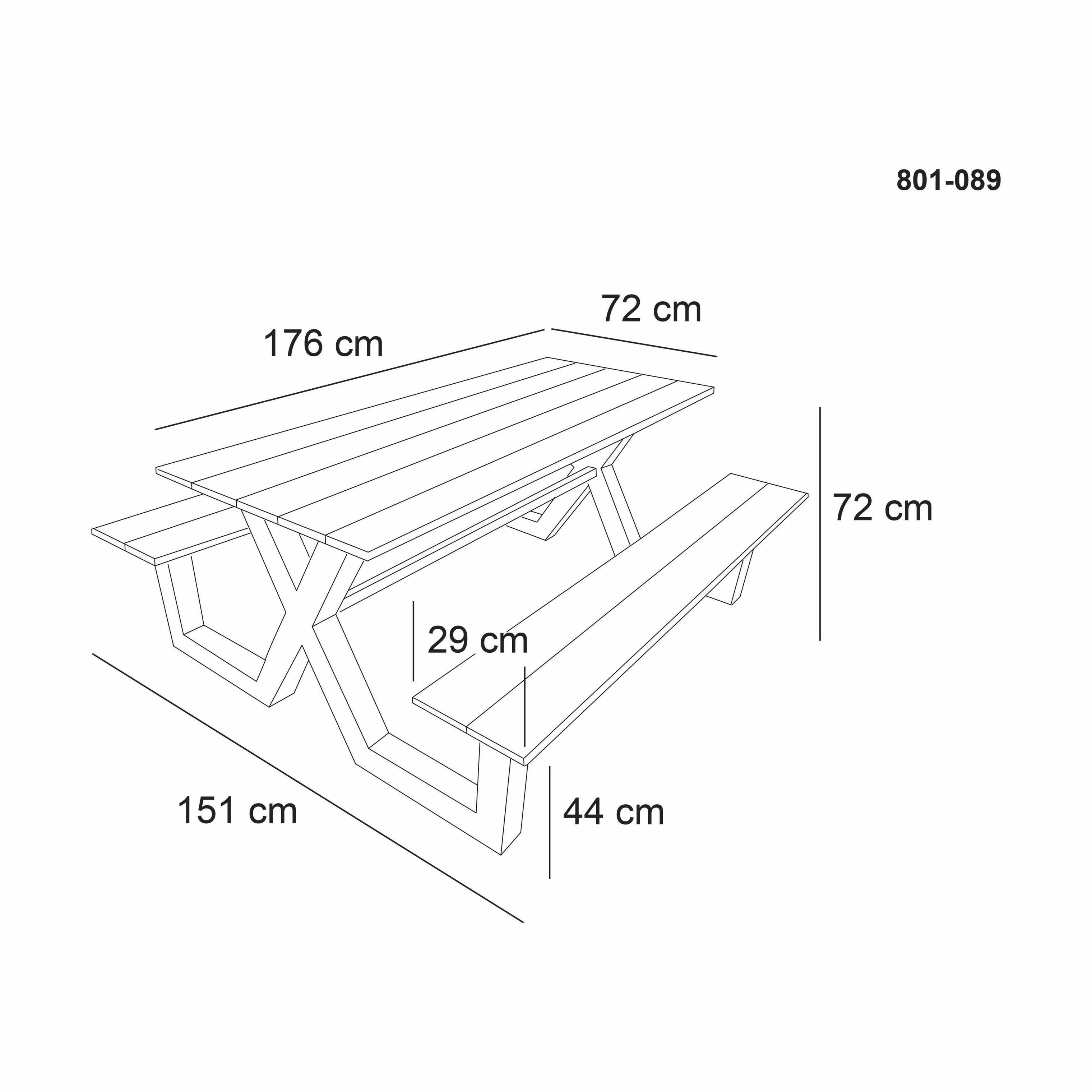 HORTUS Havemøbelsæt X-model Bord-/bænksæt i sort, 3