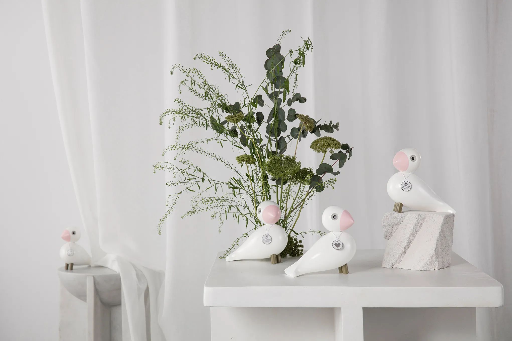 Kay Bojesen Dyrefigurer Birds Sangfugl Love i Hvid/Rosa, 2