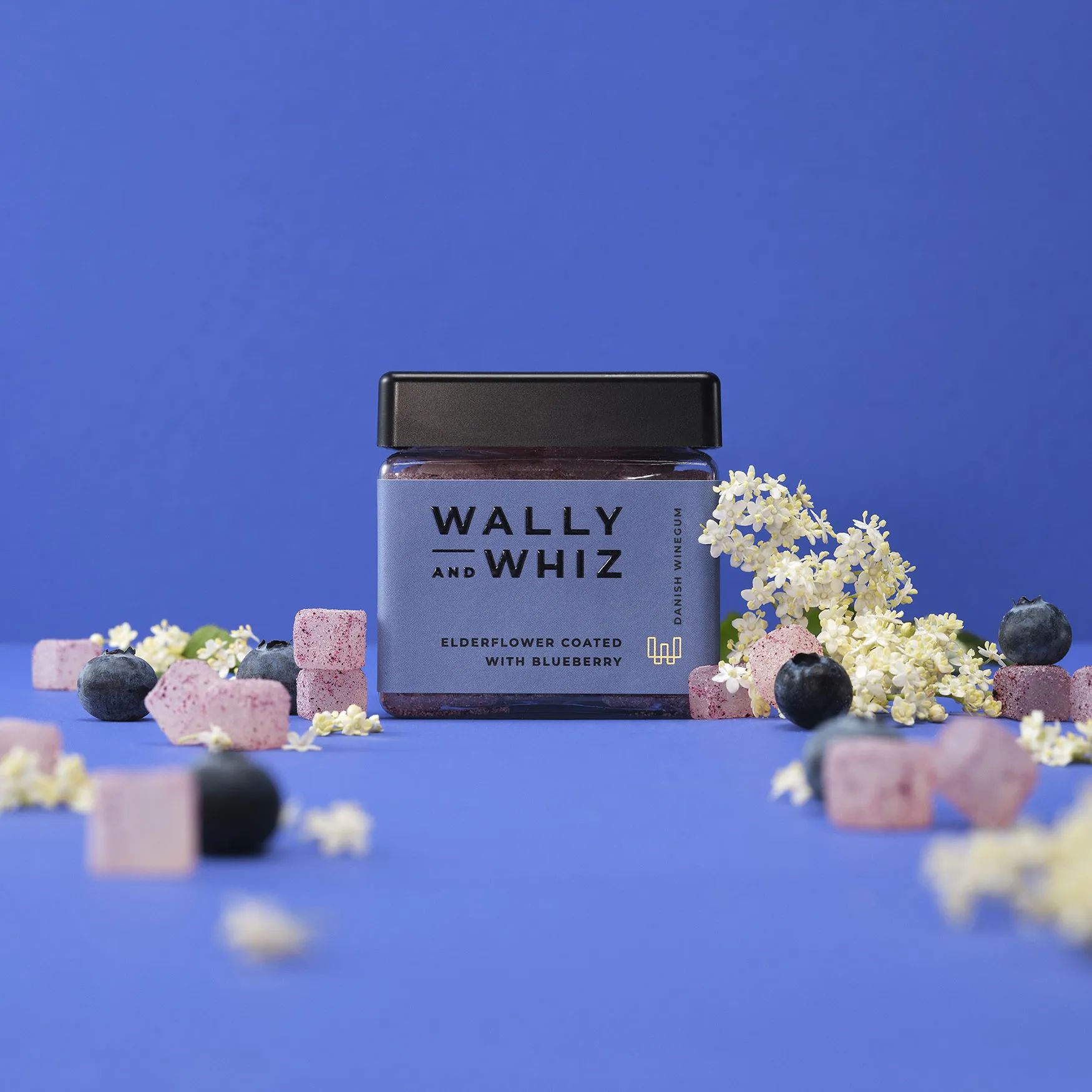 Wally and Whiz Søde sager Vingummi - Hyldeblomst med Blåbær i 135 gram, 2