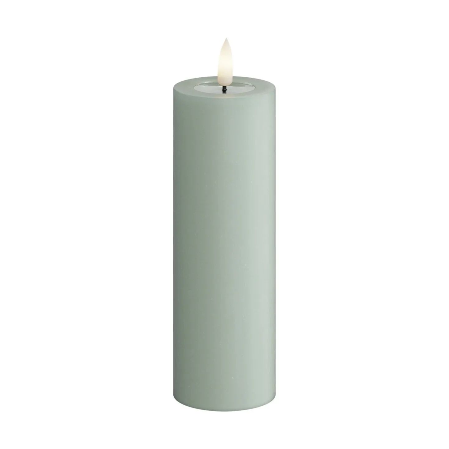 Deluxe Homeart LED-lys Real Flame LED Bloklys i Salvie grøn, 15 cm, 1
