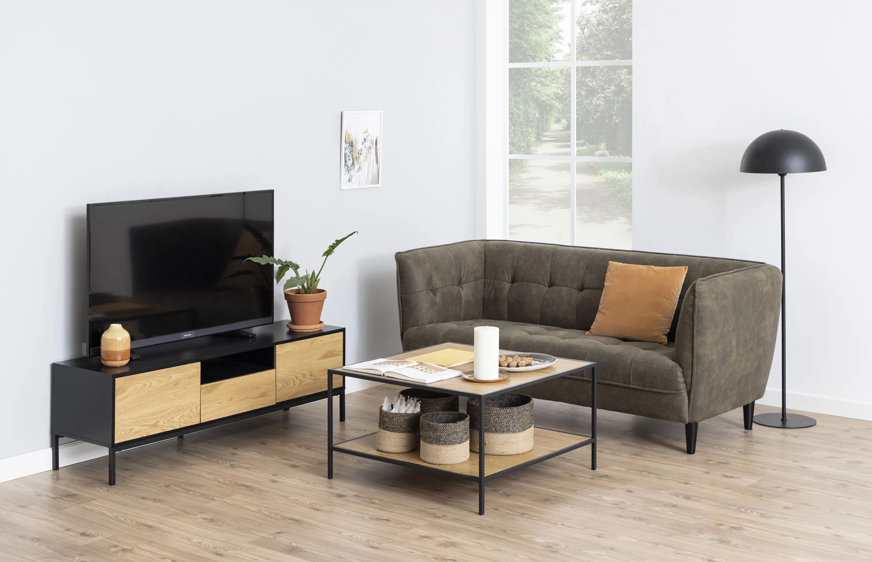 CASA Living TV-borde Seaford TV-bord i Eg/mat sort, 2
