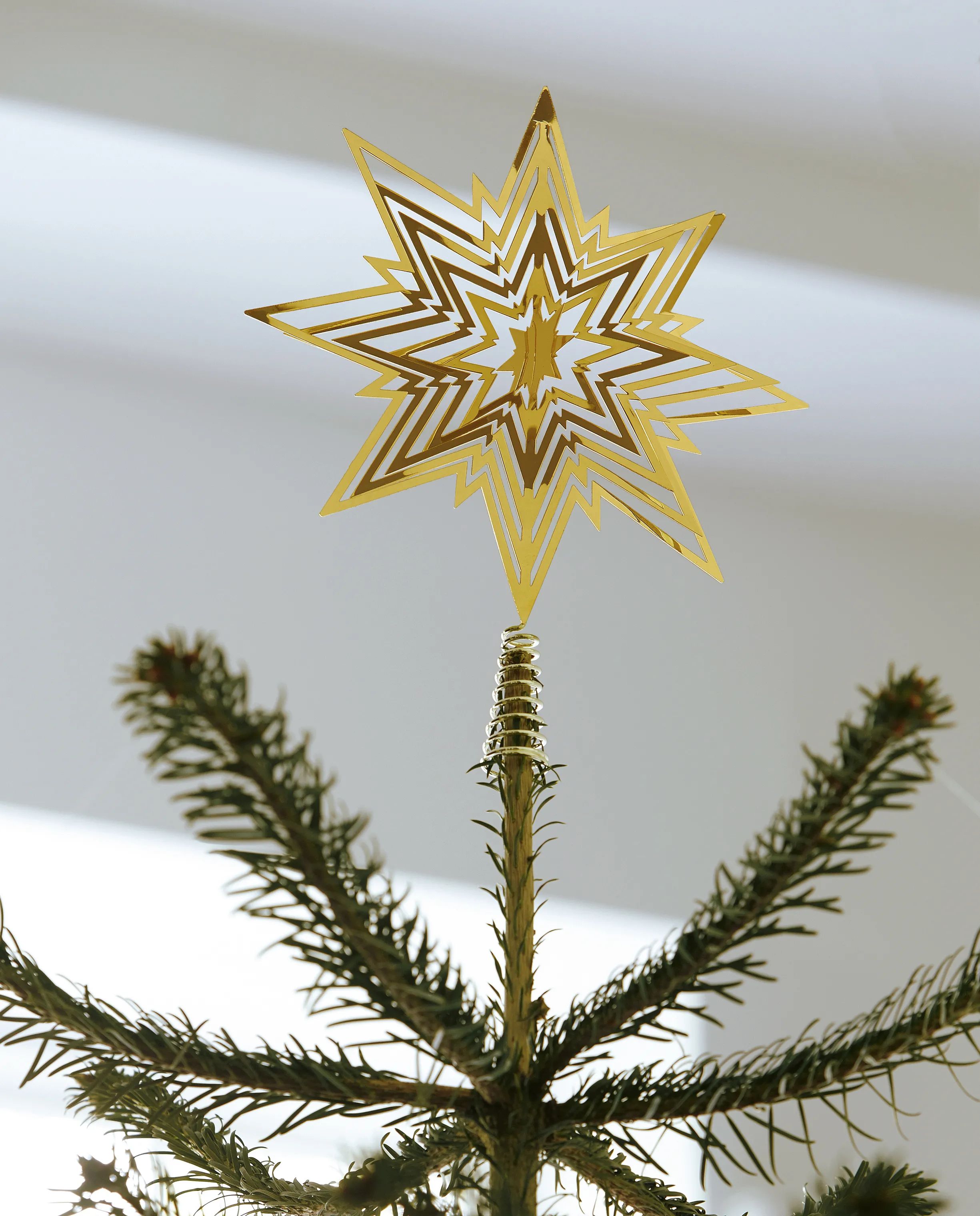 Casa Christmas Topstjerner Santas Memories Juletræsstjerne i 3D i Shiny gold, 30,5 cm, 2
