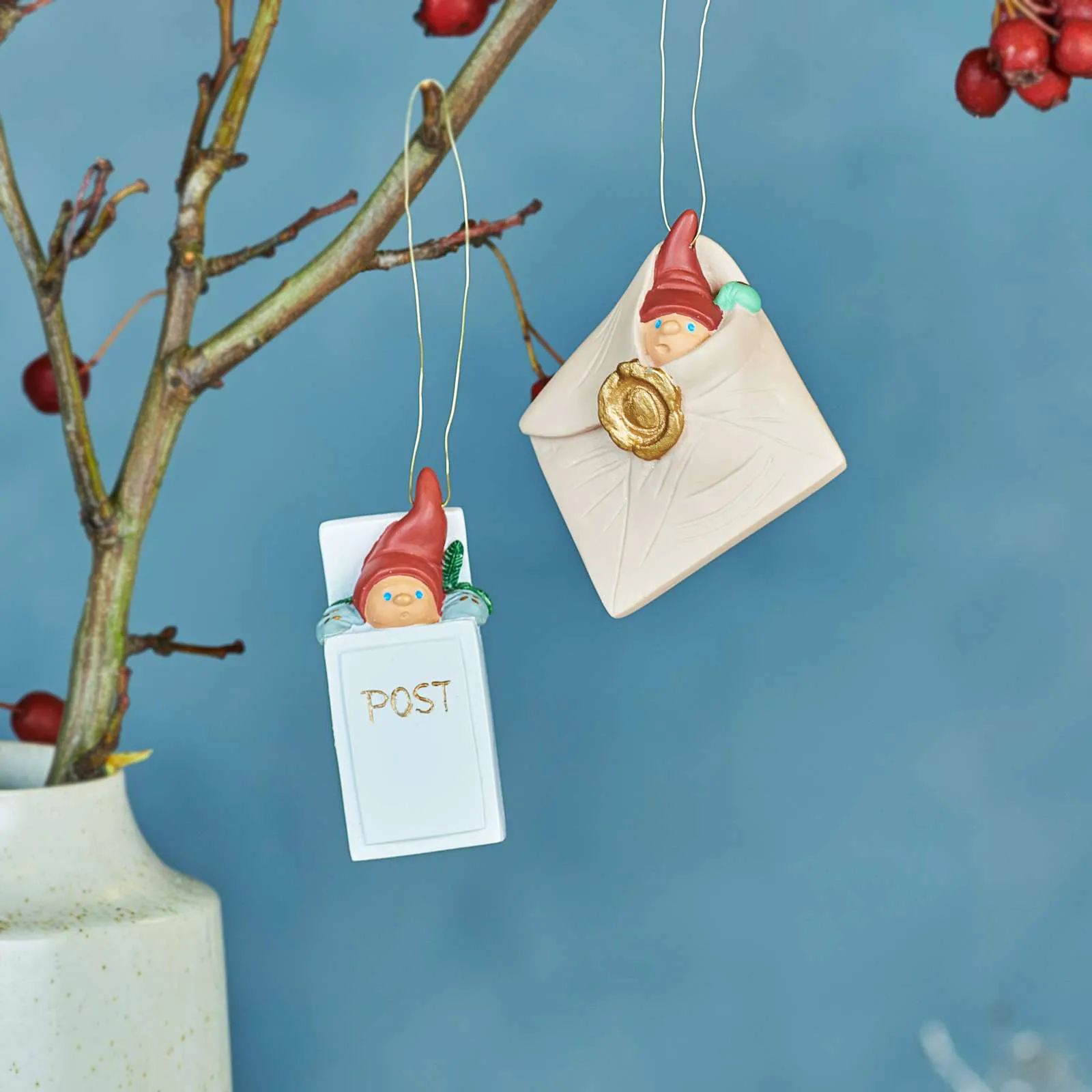 Klarborg Juleophæng Nisserikker 2019 - 2 stk. i Hvid, 5 cm, 2
