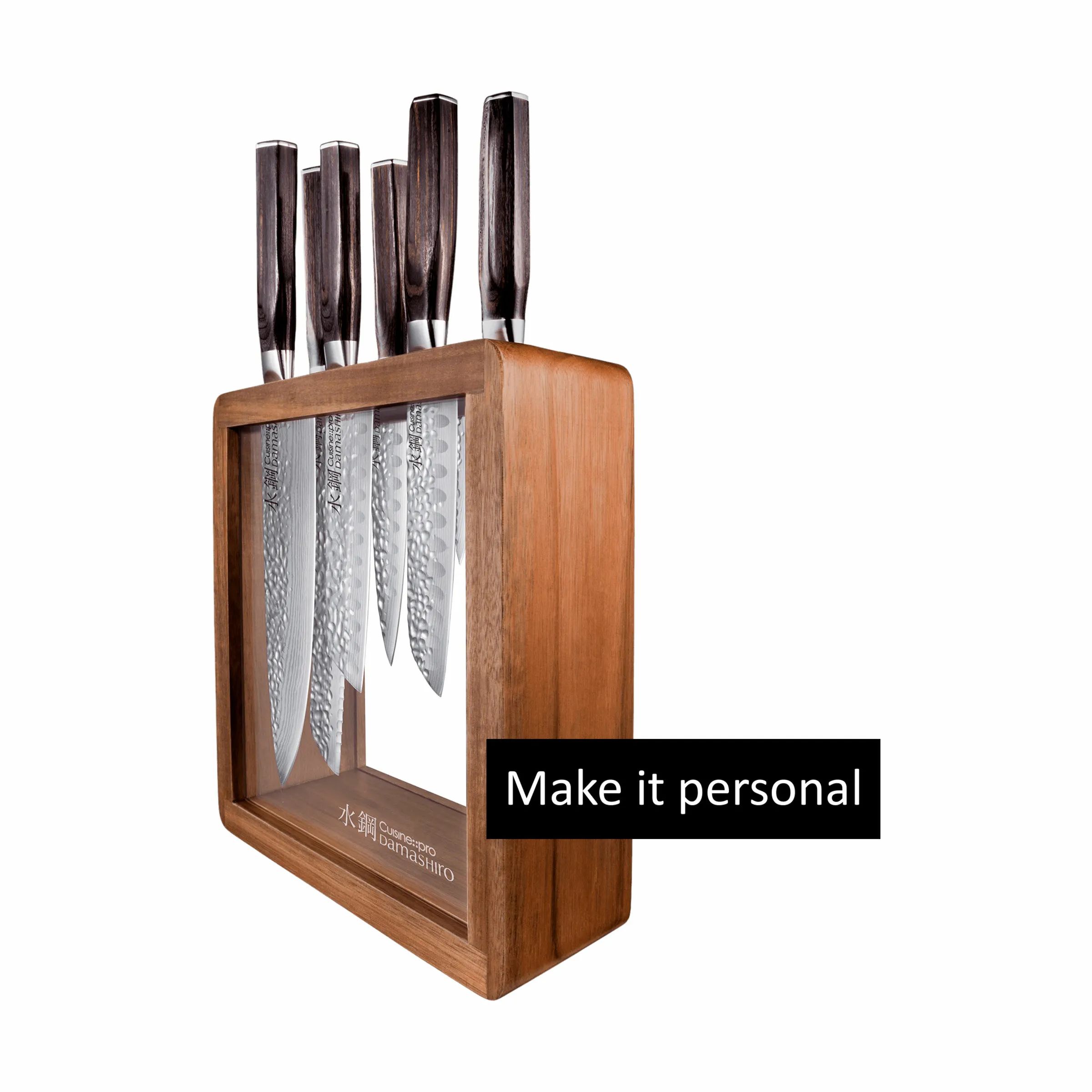THE CUSTOM CHEF™ Knivblokke med knive Cuisine::pro® Damashiro® EMPEROR Cuisine::pro Damashiro EMPEROR Mokuzai Knivblok - 7 dele i Brun/klar, 1