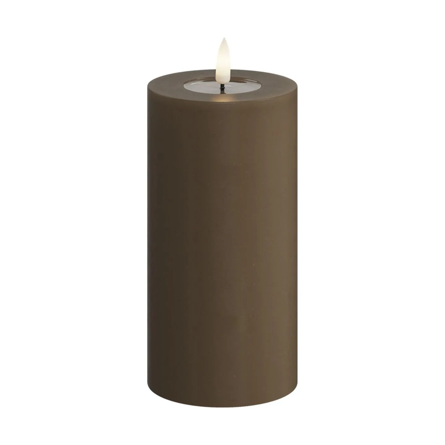 Deluxe Homeart LED-lys Real Flame LED Bloklys i Karamel , 15 cm, 1