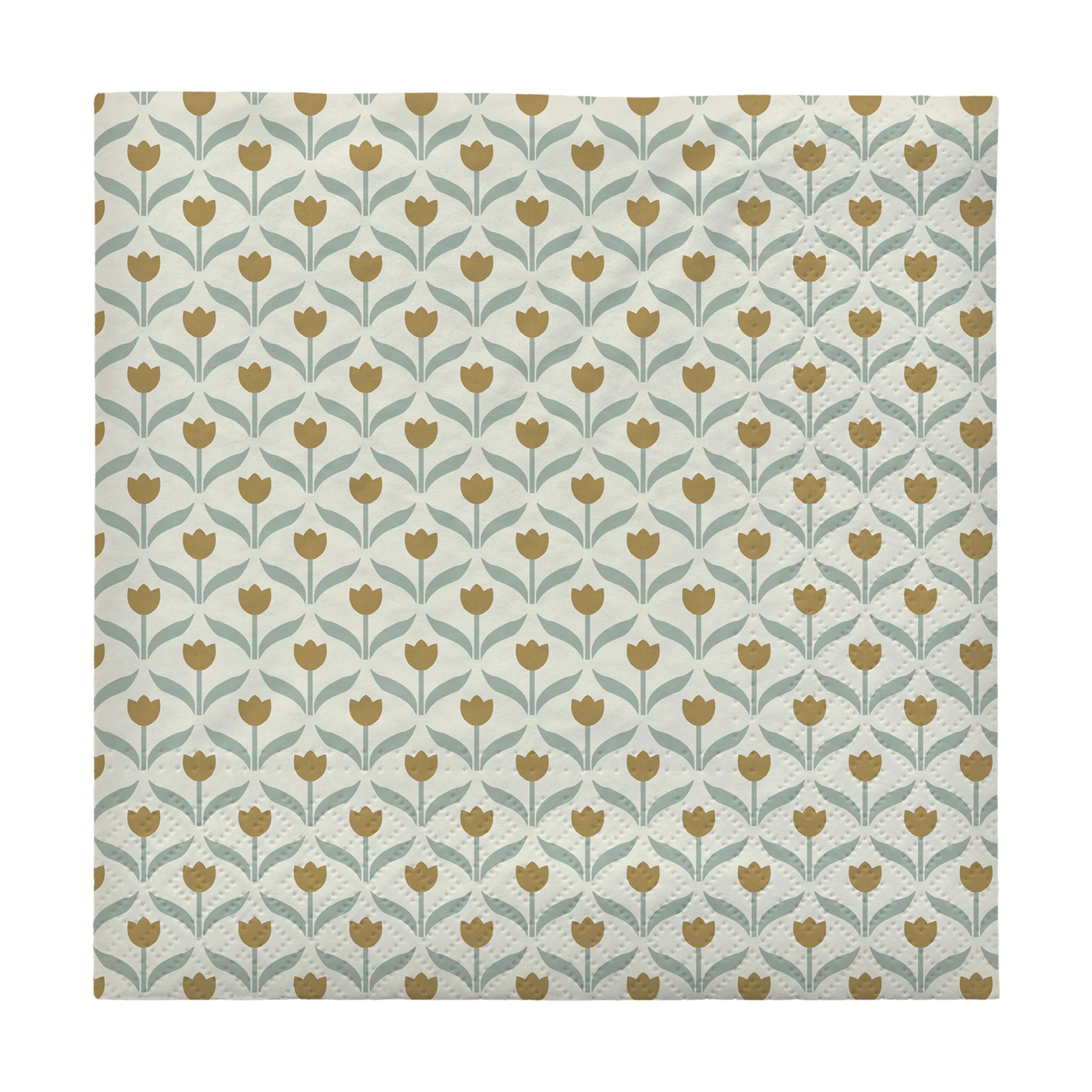 Broste Copenhagen Papirservietter Tulip Papirservietter - 12 stk. i Golden Yellow/Desert Sage, 1