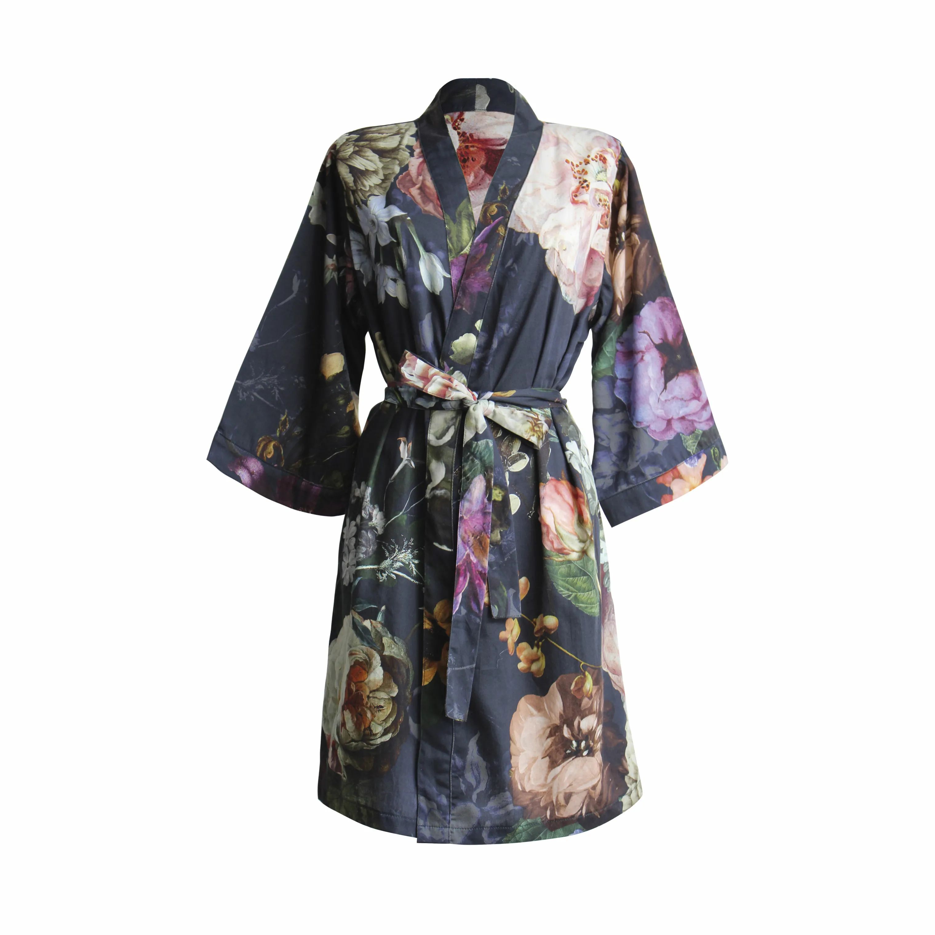 Essenza Morgenkåber Fleur Kimono i Nightblue, Str. M, 1